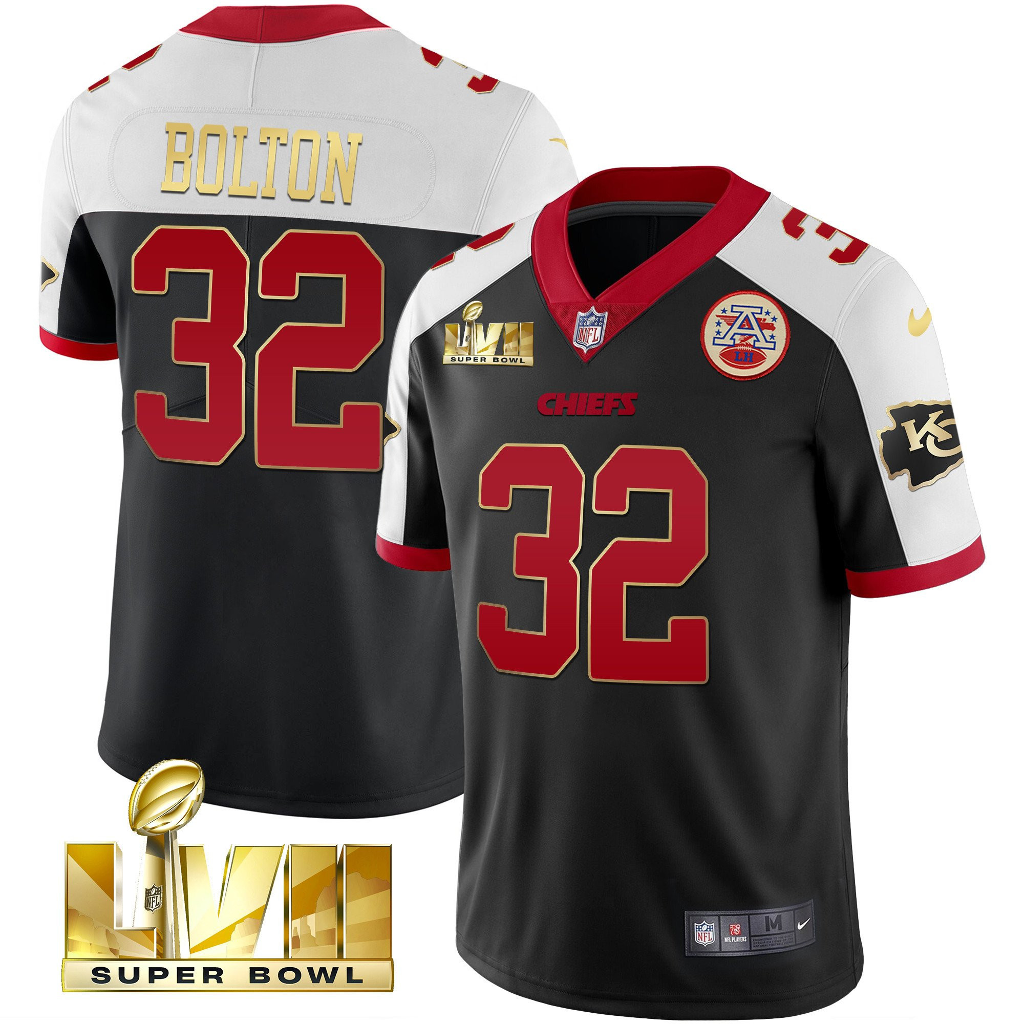 Nick Bolton Men's Kansas City Chiefs Super Bowl LVII Alternate Gold Vapor Gold Trim Jersey - All Stitched