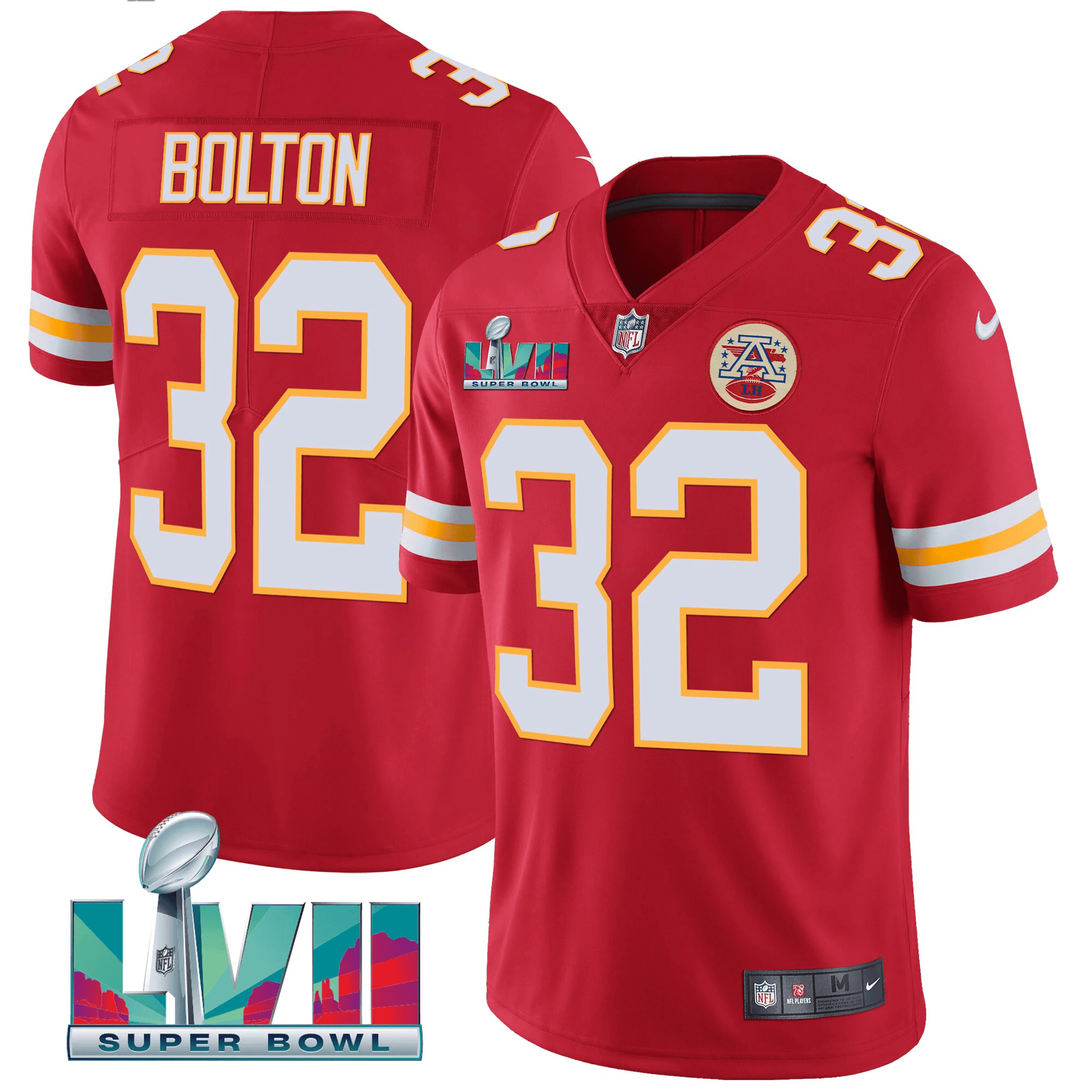 Nick Bolton Men's Kansas City Chiefs Super Bowl LVII Red Gold Vapor Red Jersey - All Stitched