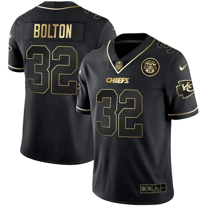 Nick Bolton Men's Kansas City Chiefs Vapor Black Red Gold Limited - All Stitched Black Gold Jersey - All Stitched