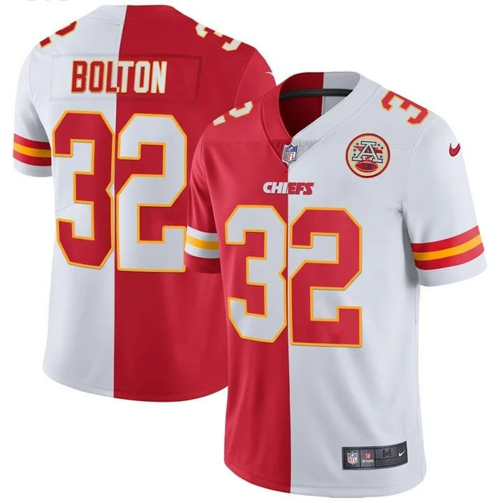 Nick Bolton Men's Kansas City Chiefs Vapor Black Red Gold Limited - All Stitched Split Jersey - All Stitched
