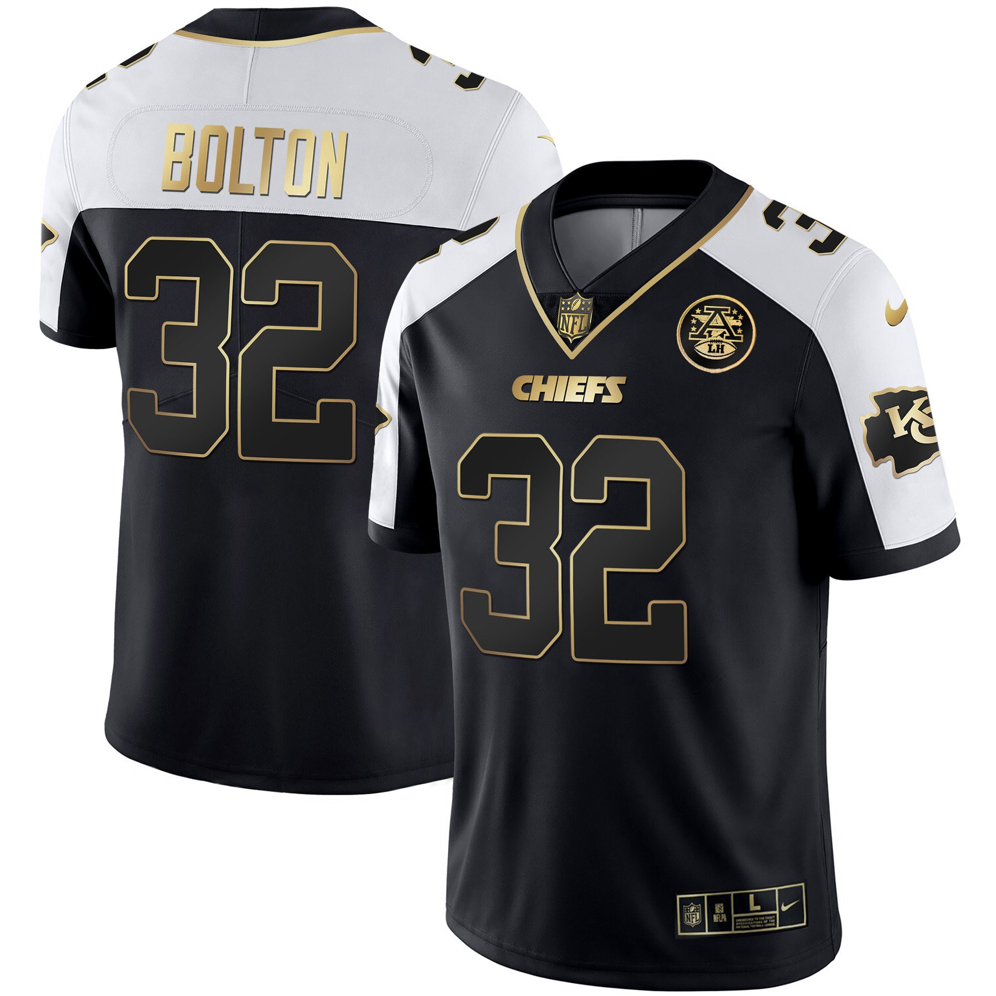 Nick Bolton Men's Kansas City Chiefs White Gold & Black Gold - All Stitched Alternate Jersey - All Stitched