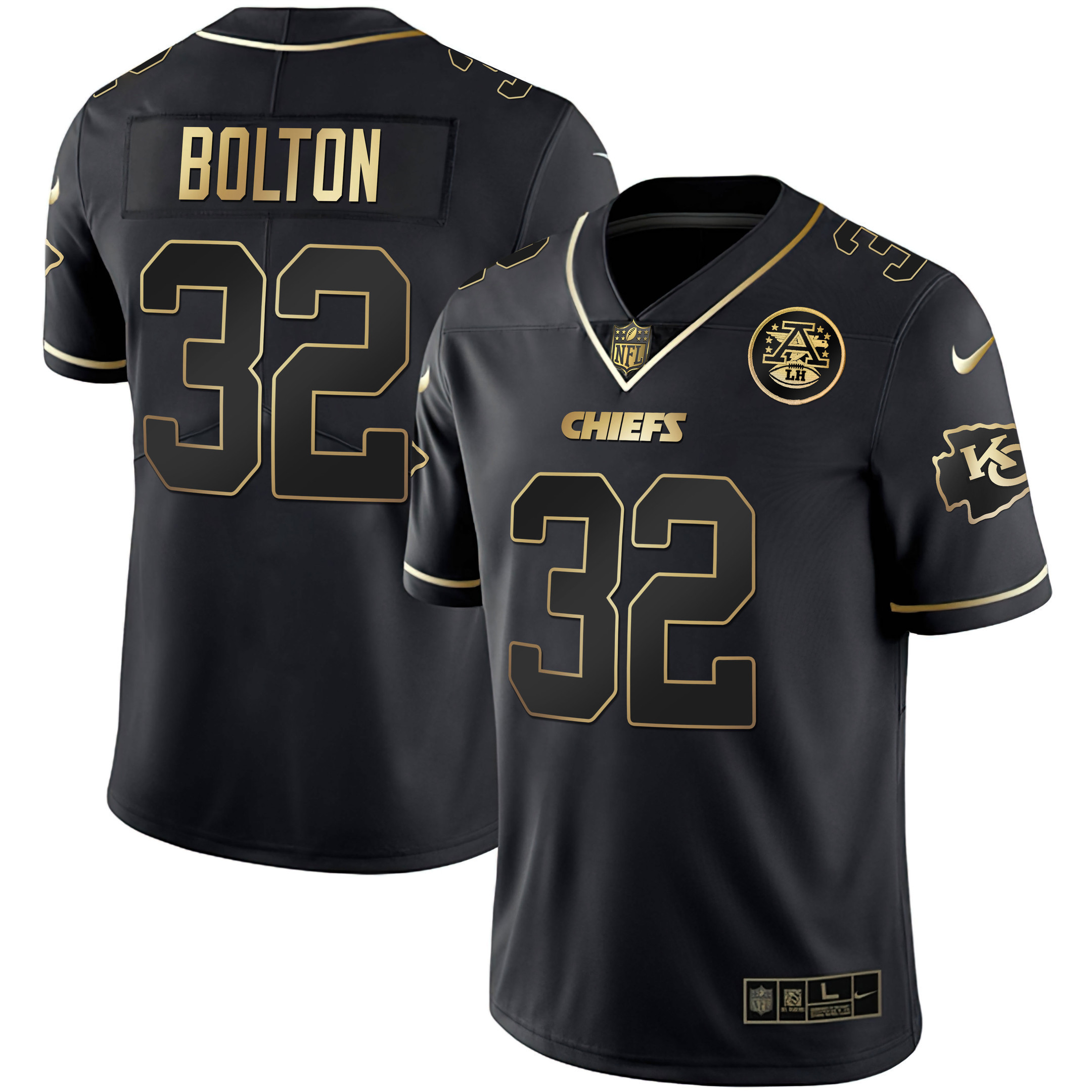 Nick Bolton Men's Kansas City Chiefs White Gold & Black Gold - All Stitched Black Gold Jersey - All Stitched