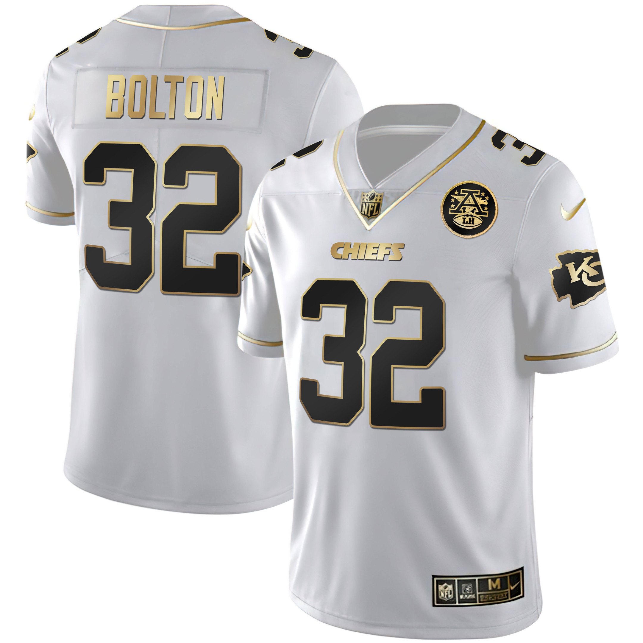Nick Bolton Men's Kansas City Chiefs White Gold & Black Gold - All Stitched White Gold Jersey - All Stitched