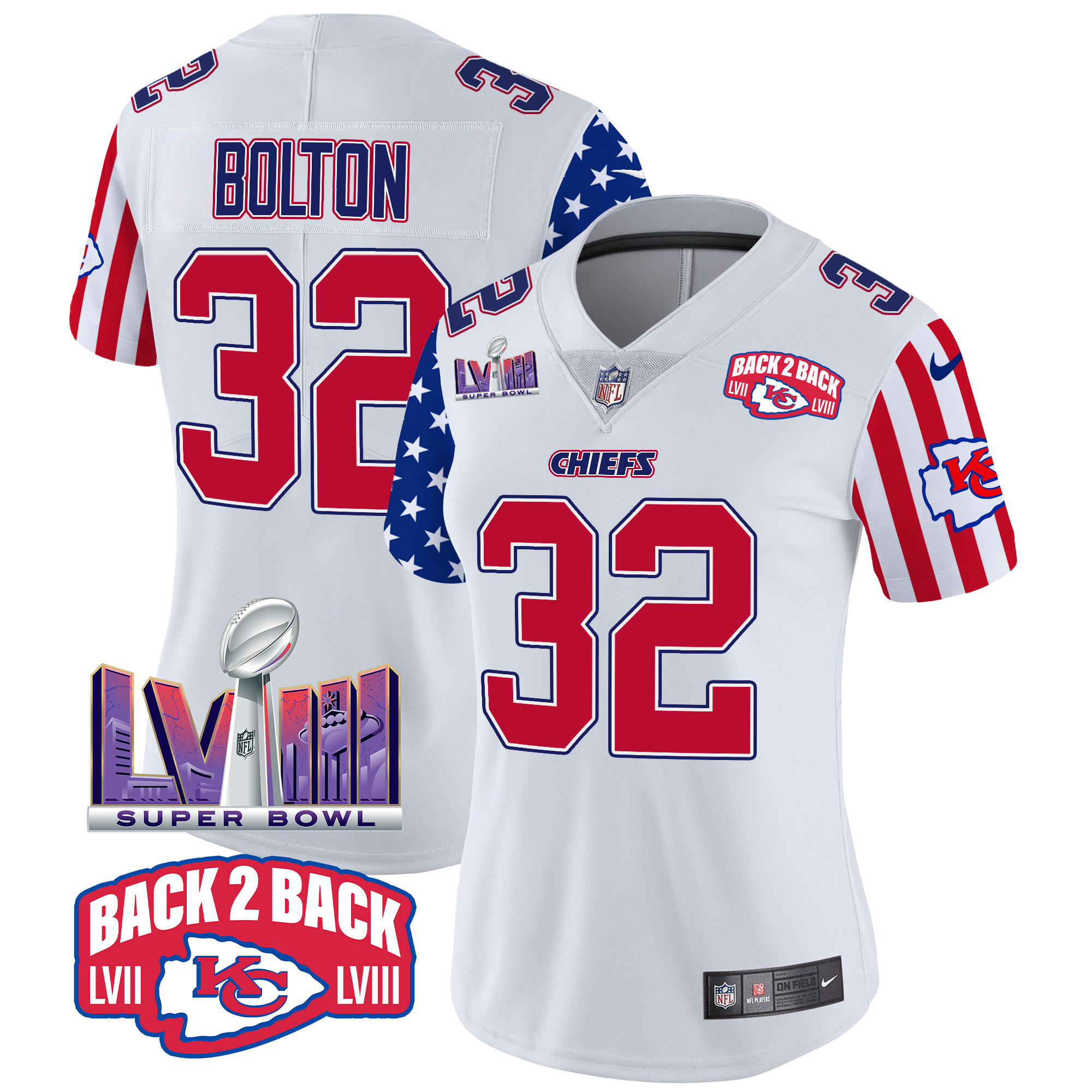 Nick Bolton Women's Kansas City Chiefs American Style Vapor Limited White Jersey - All Stitched