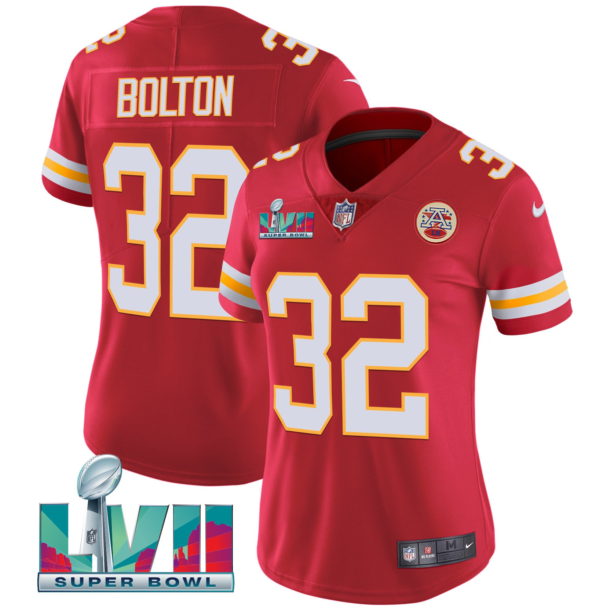 Nick Bolton Women's Kansas City Chiefs Super Bowl LVII Red Gold Vapor Red Jersey - All Stitched