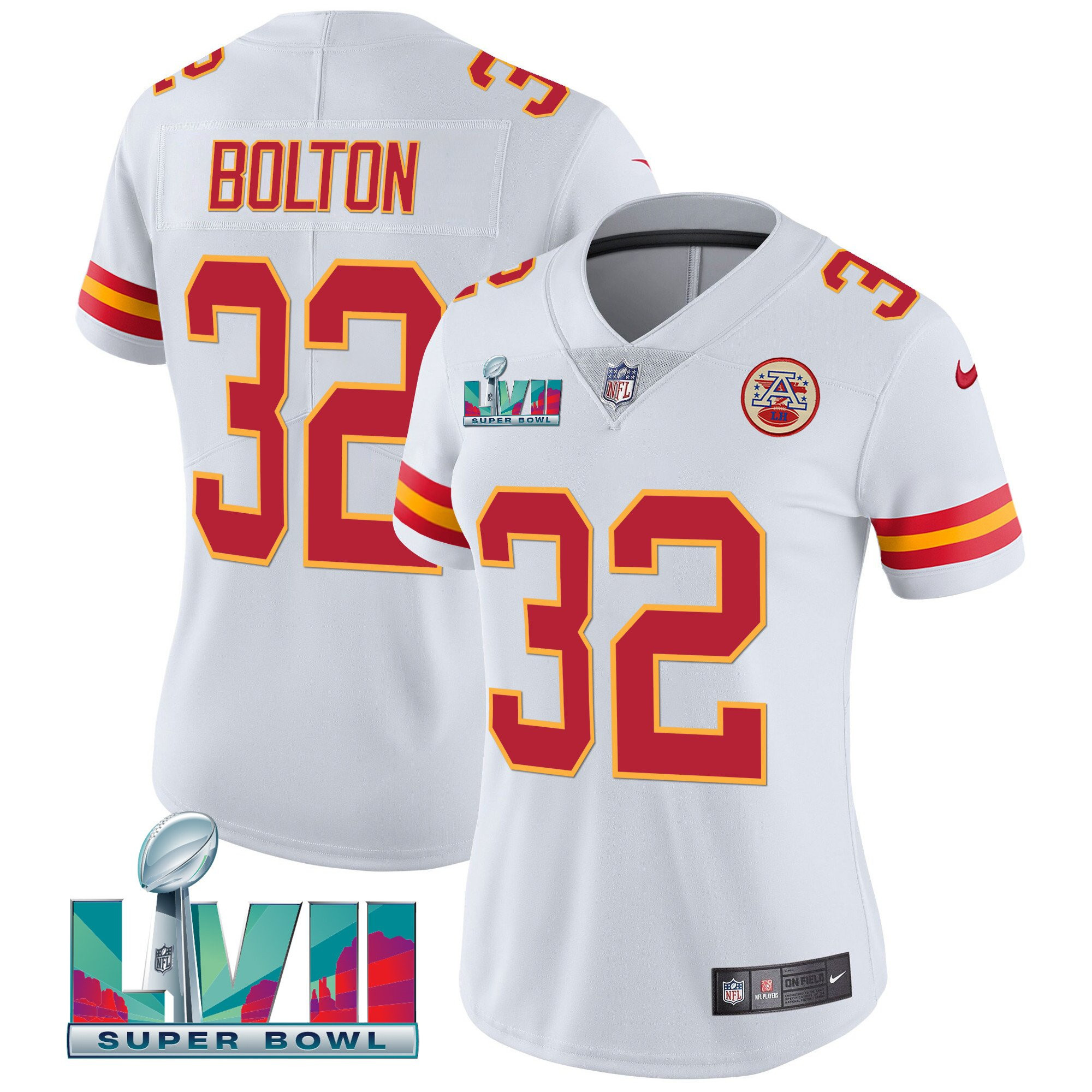 Nick Bolton Women's Kansas City Chiefs Super Bowl LVII Red Gold Vapor White Jersey - All Stitched