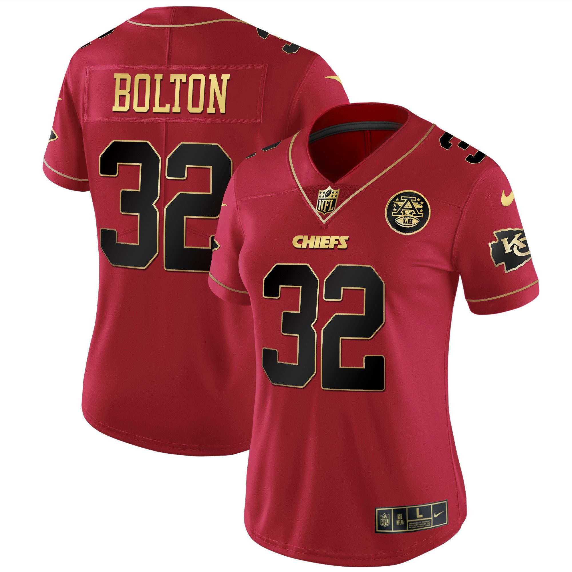 Nick Bolton Women's Kansas City Chiefs White Gold & Black Gold - All Stitched Red Special Jersey - All Stitched