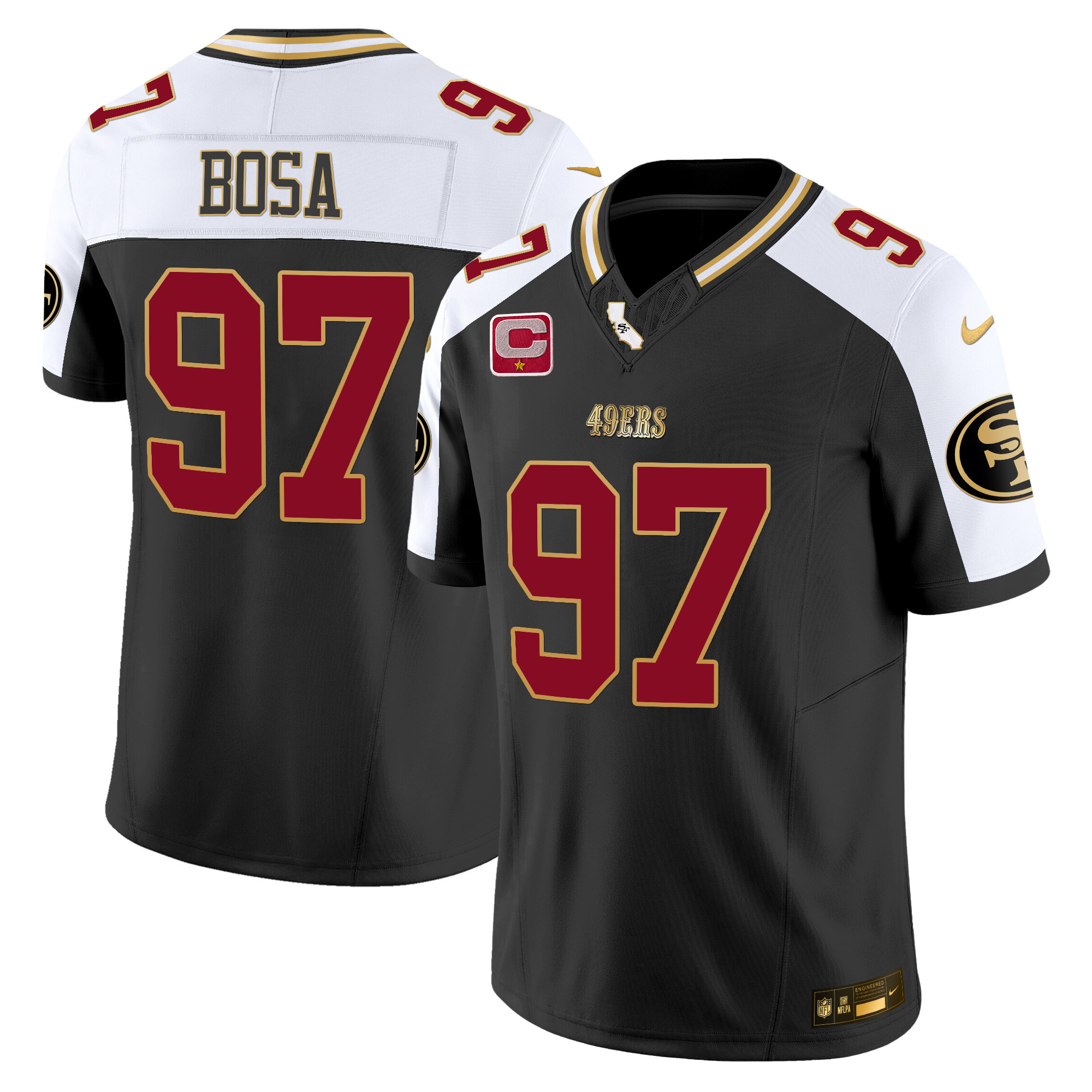 Nick Bosa Men's San Francisco 49ers 2024 Gold Vapor Black Alternate Jersey - All Stitched