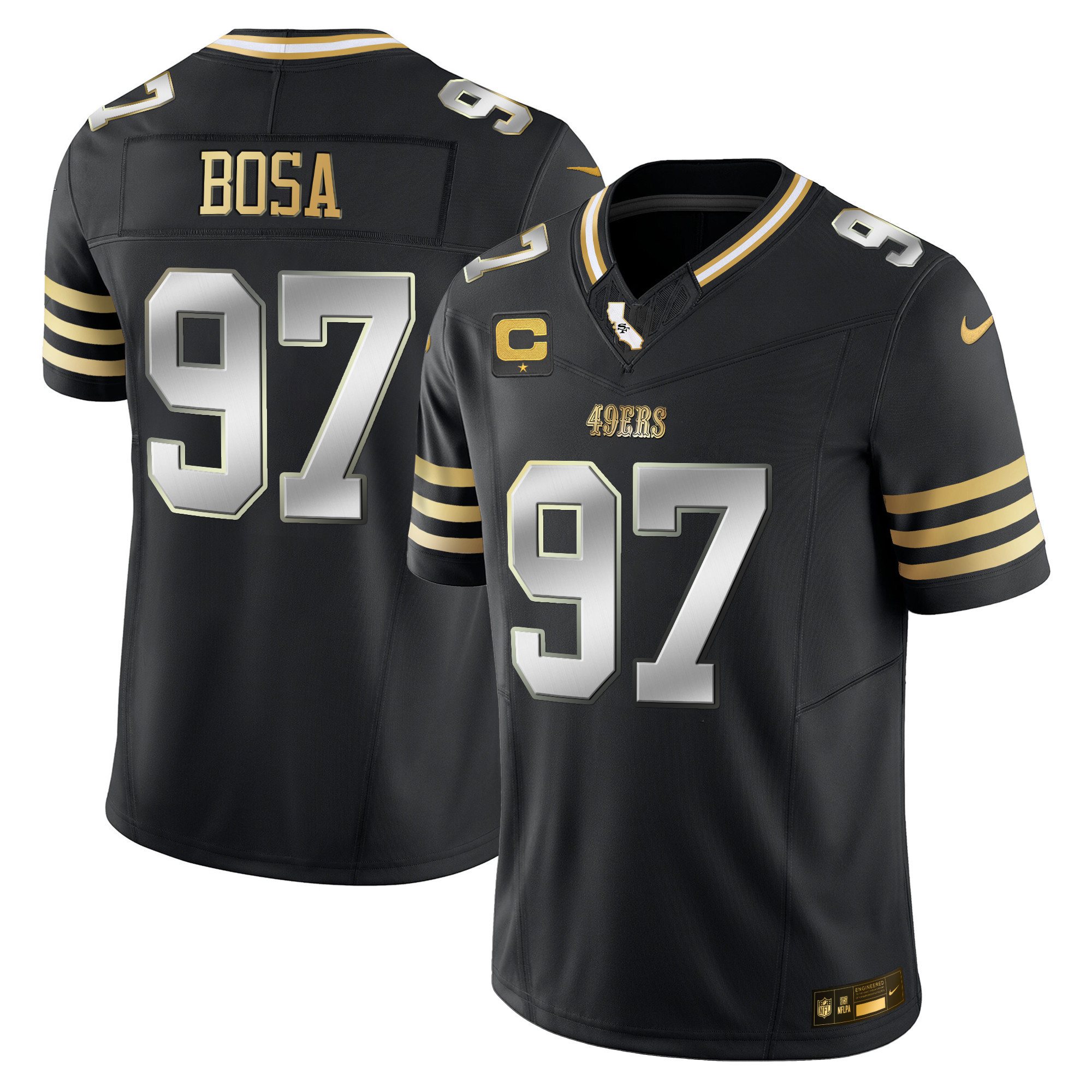 Nick Bosa Men's San Francisco 49ers 2024 Gold Vapor Black Limited Jersey - All Stitched