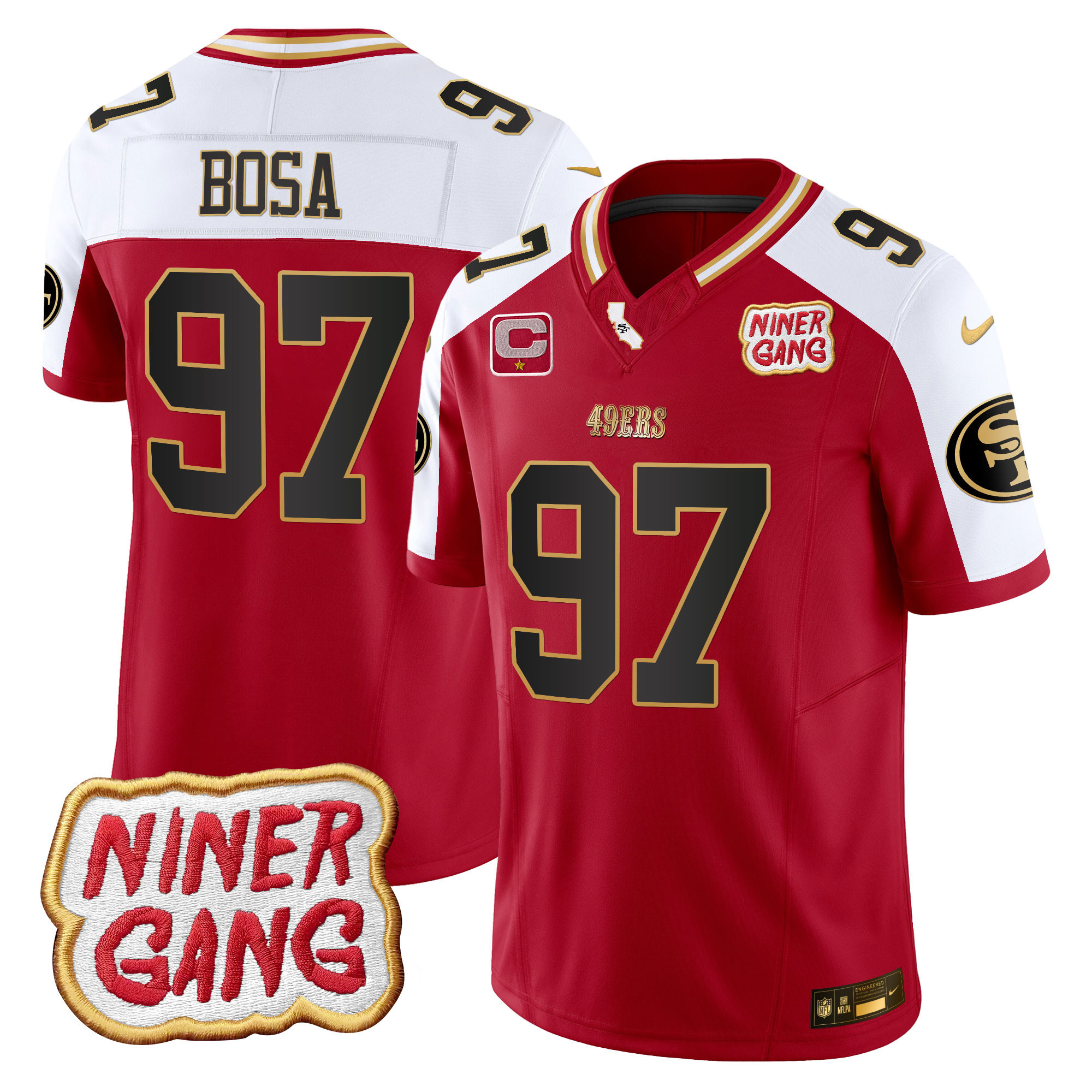 Nick Bosa Men's San Francisco 49ers 2024 Niner Gang Patch Vapor Alternate Jersey - All Stitched