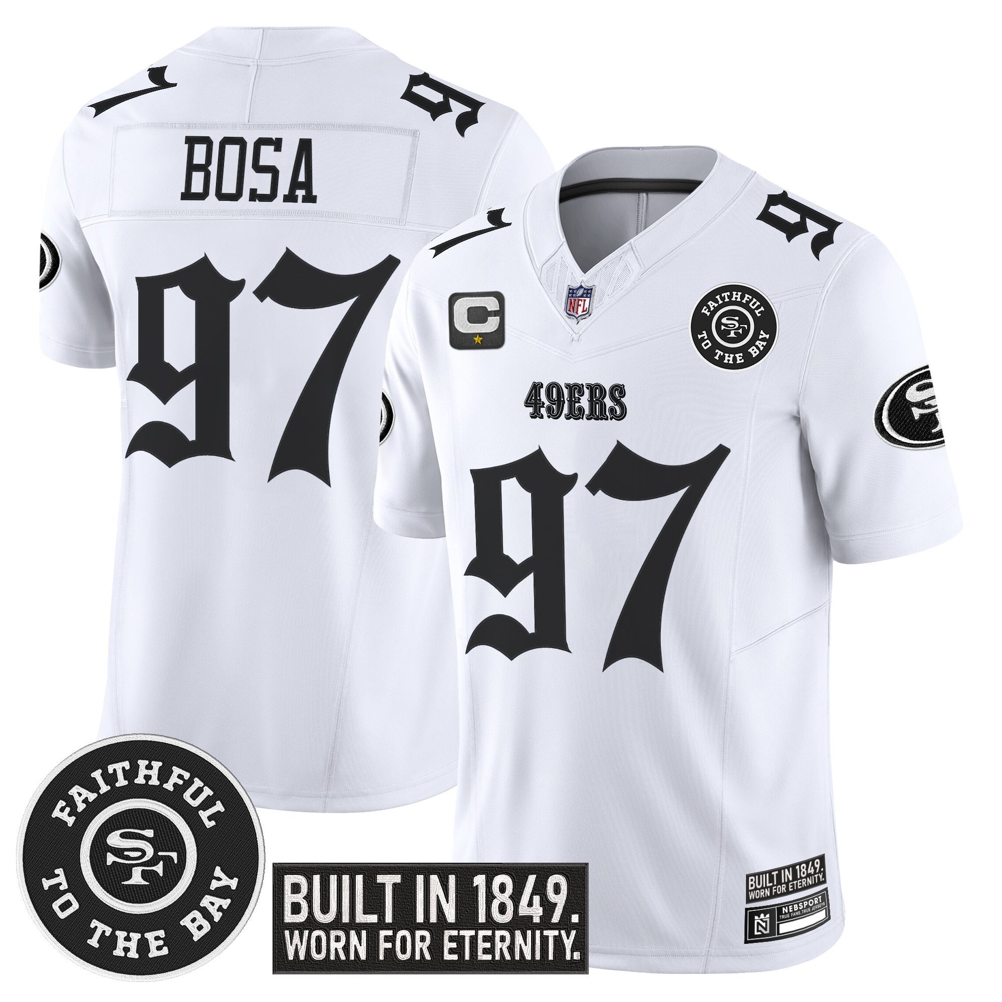 Nick Bosa Men's San Francisco 49ers 'Fog City Gothic Edition' Vapor Limited White Jersey - All Stitched