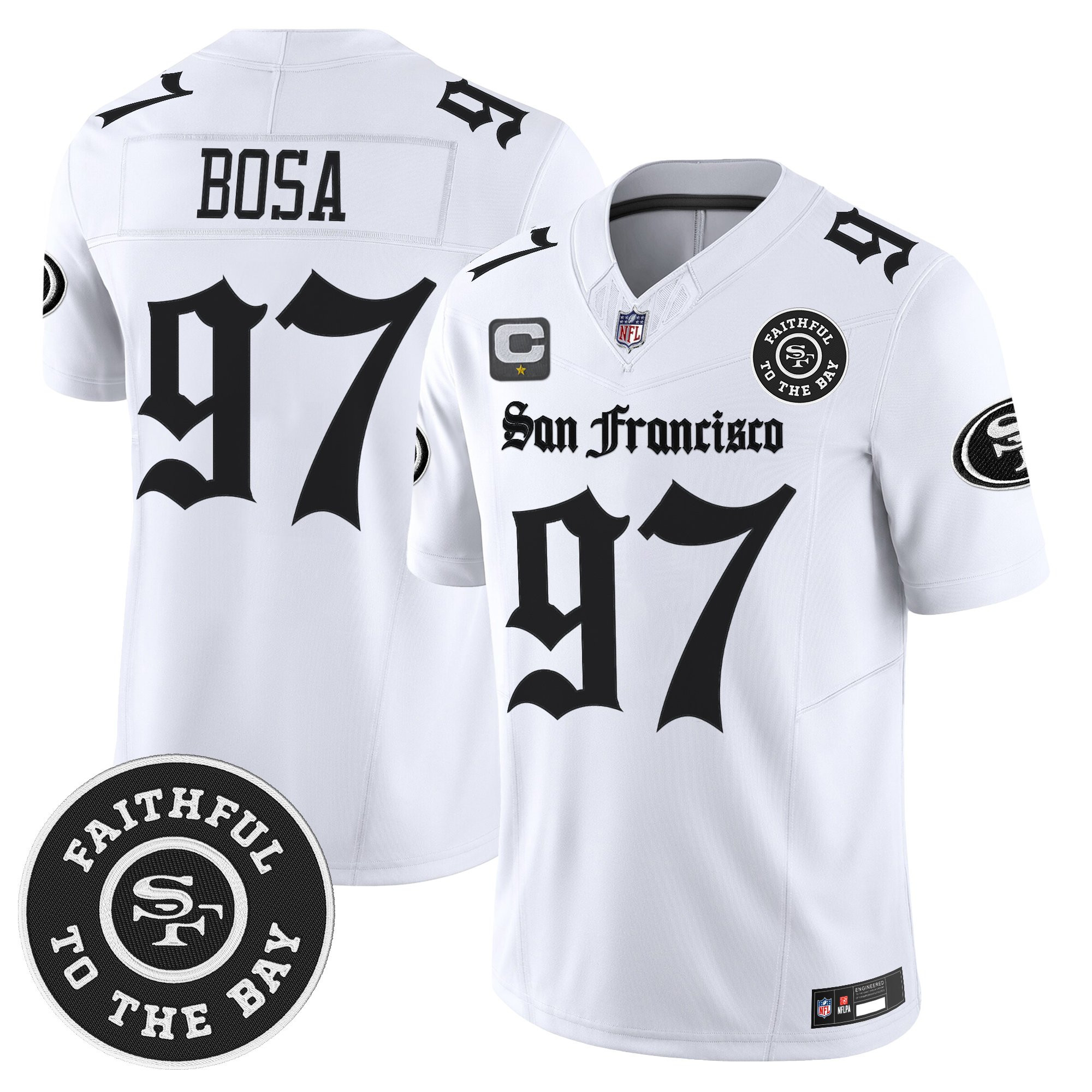 Nick Bosa Men's San Francisco 49ers 'Gothic Edition' Vapor Limited White Jersey - All Stitched