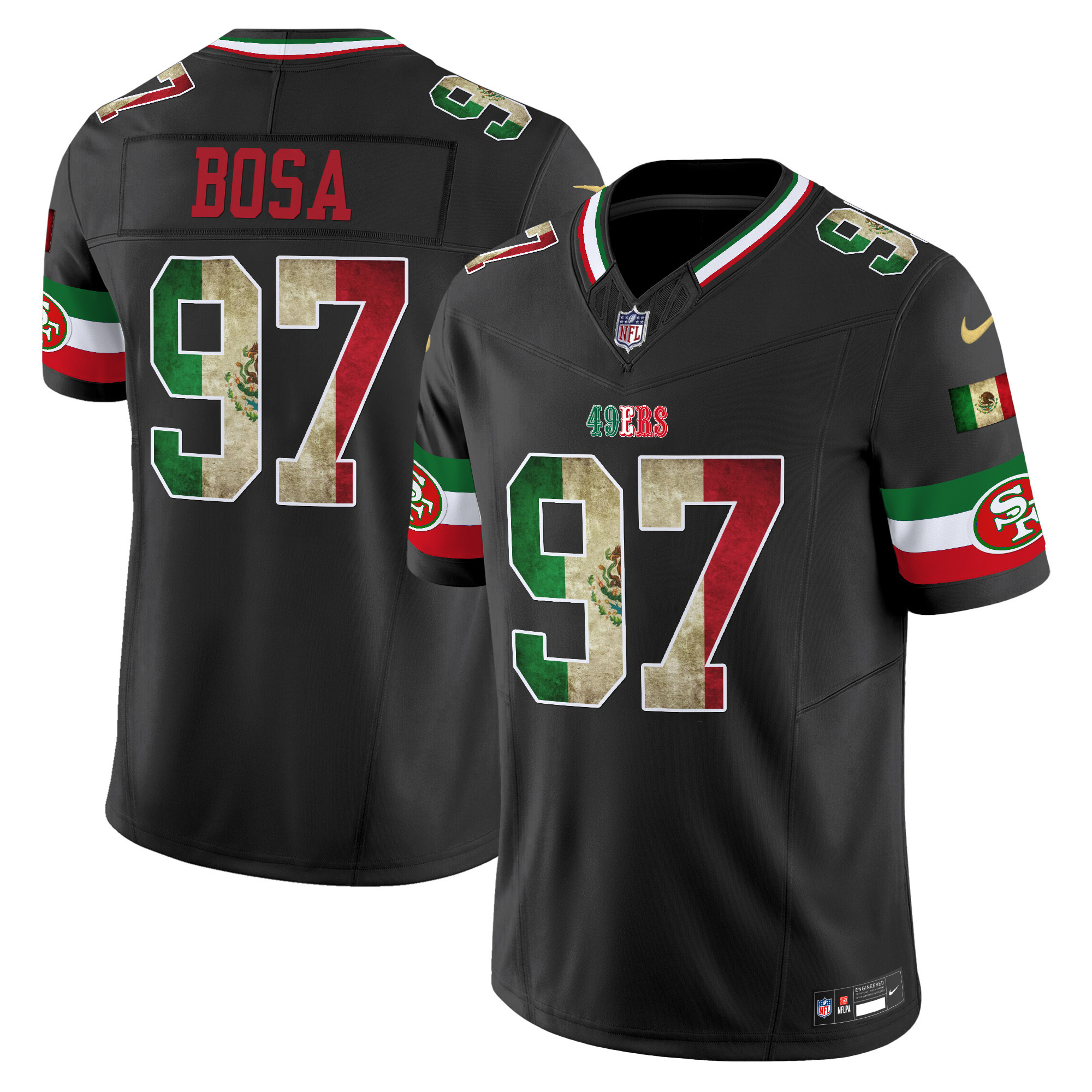 Nick Bosa Men's San Francisco 49ers Mexico Vapor Limited Black Jersey - All Stitched