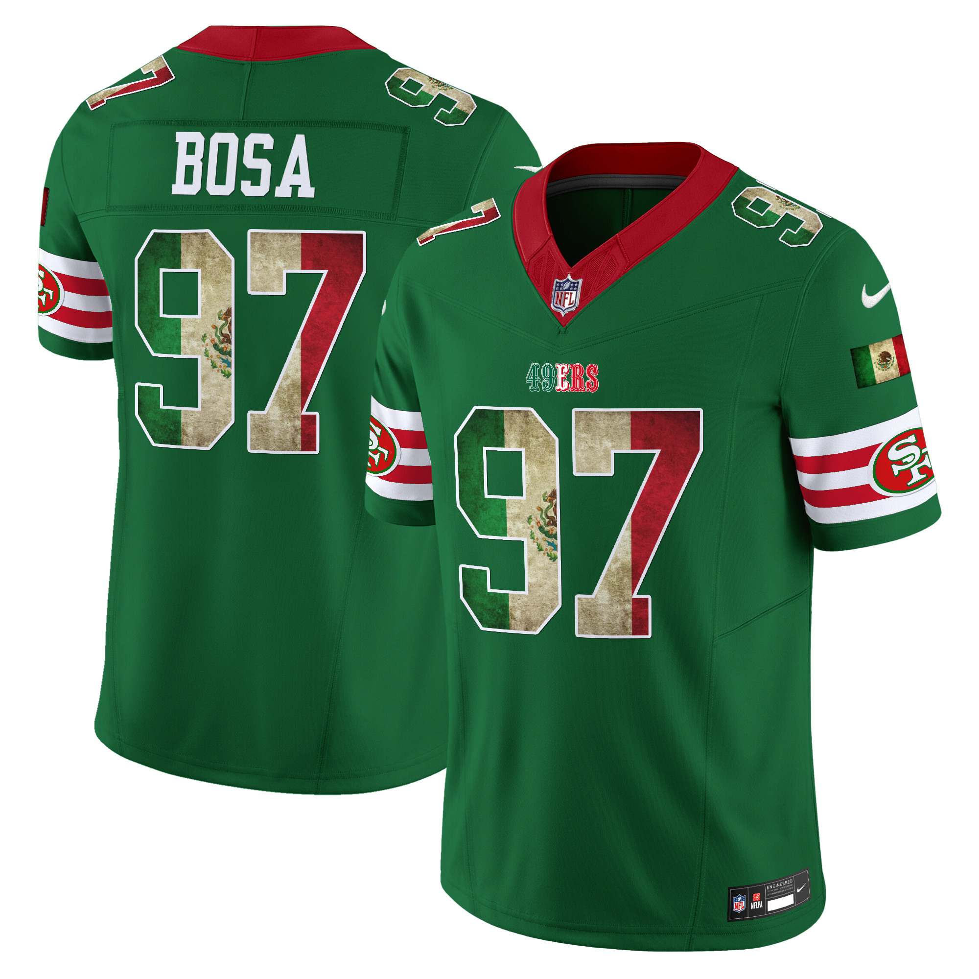 Nick Bosa Men's San Francisco 49ers Mexico Vapor Limited Green Jersey - All Stitched