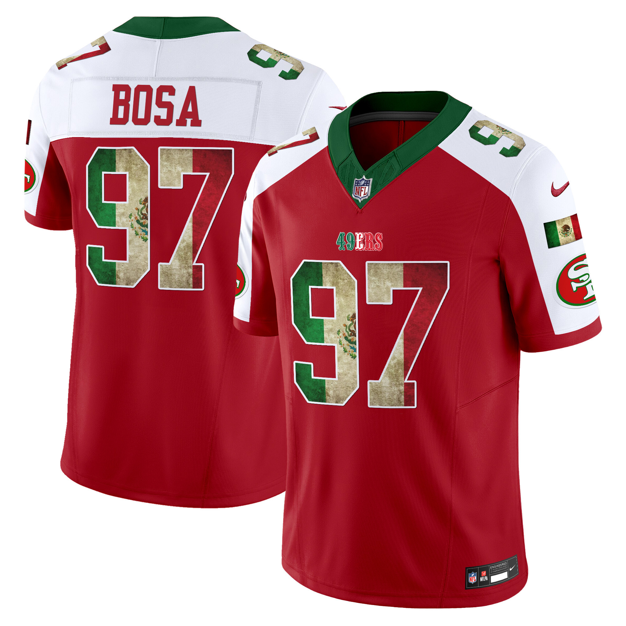 Nick Bosa Men's San Francisco 49ers Mexico Vapor Limited Red Alternate Jersey - All Stitched