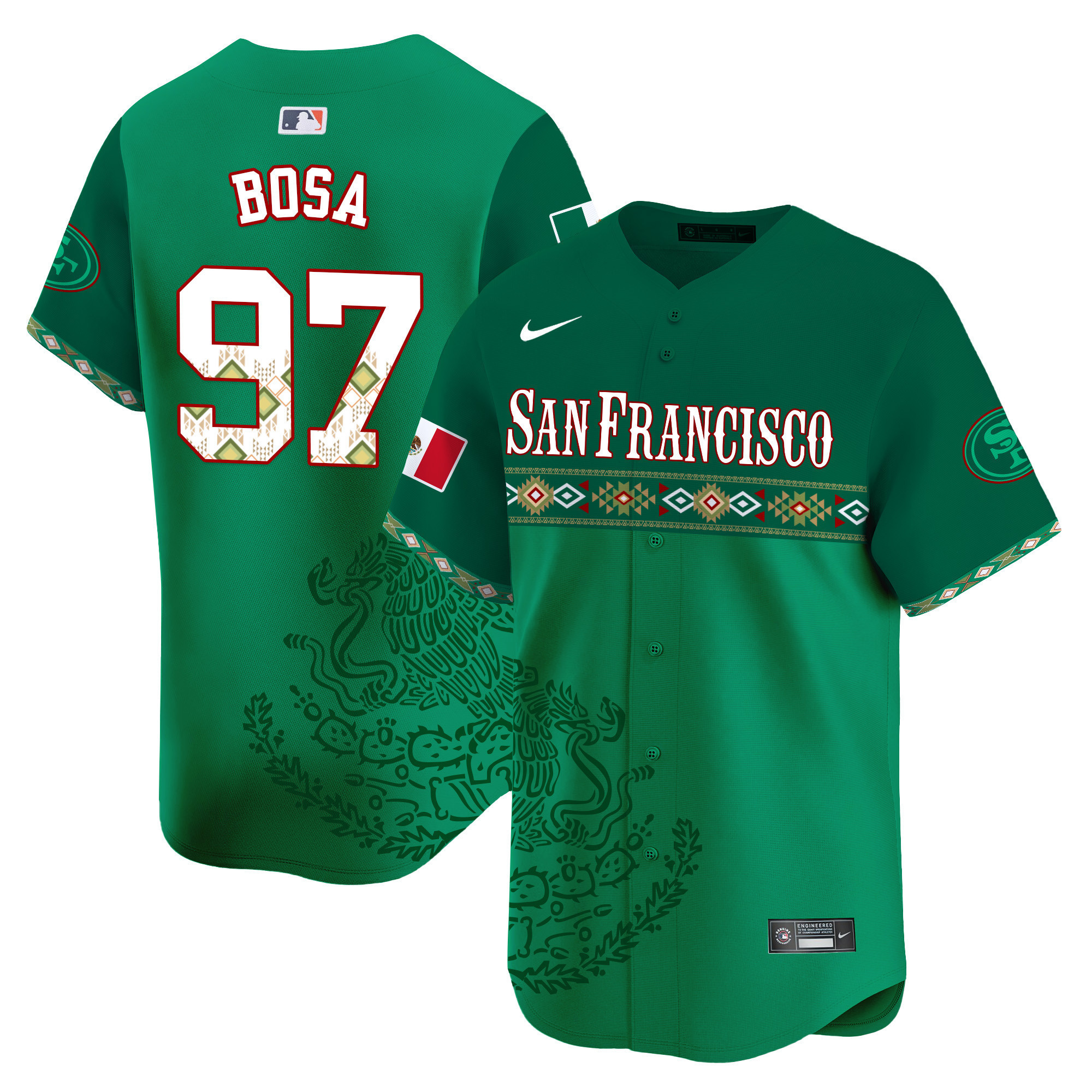 Nick Bosa Men's San Francisco 49ers Mexico Vapor Premier Limited Jersey - Printed Green Jersey - All Stitched