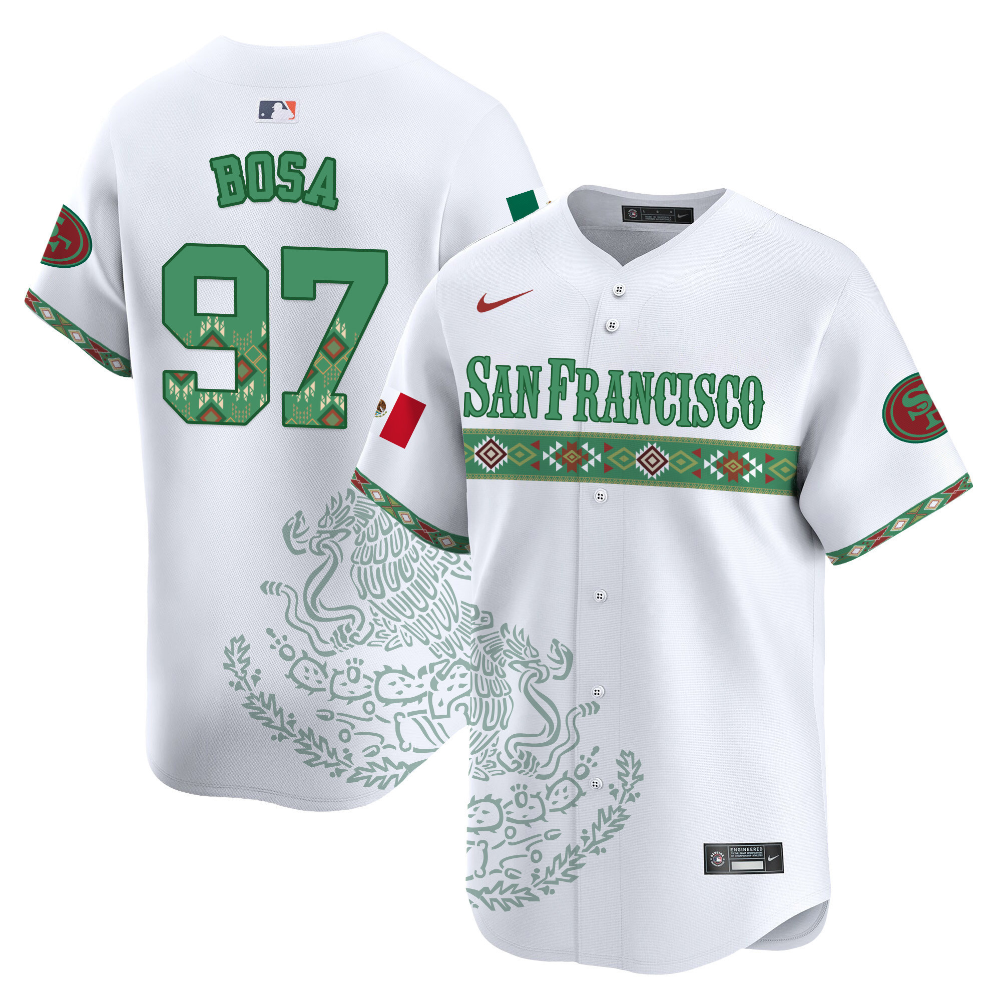 Nick Bosa Men's San Francisco 49ers Mexico Vapor Premier Limited Jersey - Printed White Jersey - All Stitched