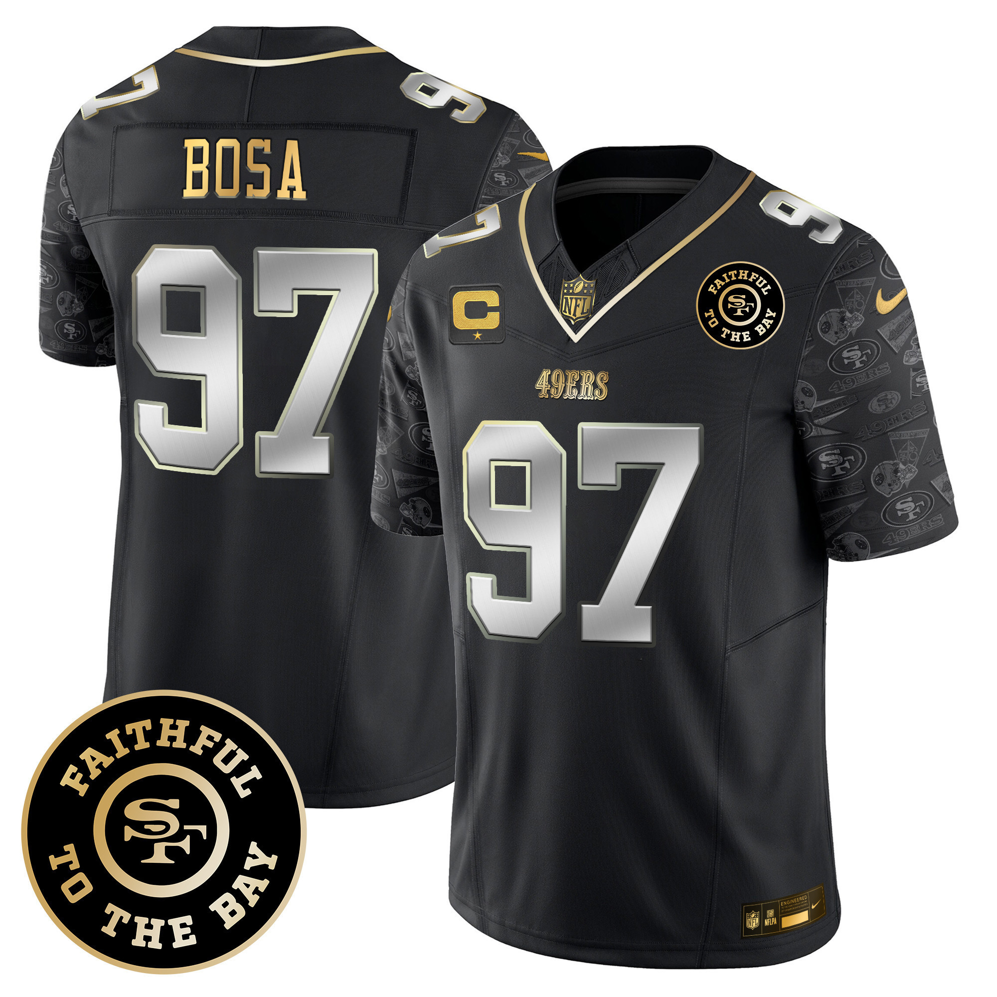 Nick Bosa Men's San Francisco 49ers Pattern Style Vapor Limited Black Limited Jersey - All Stitched