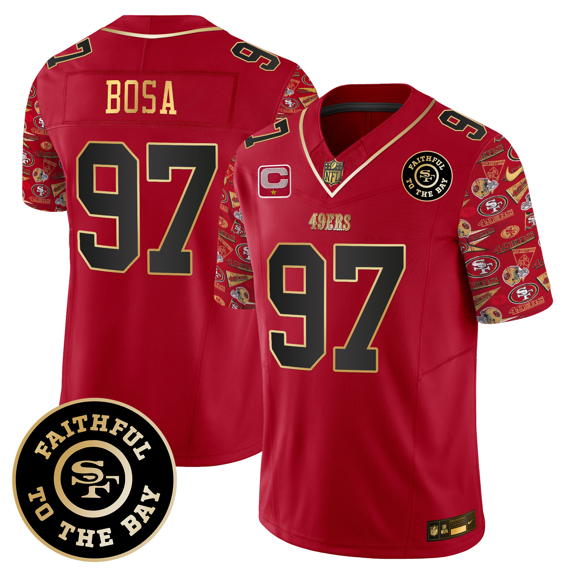 Nick Bosa Men's San Francisco 49ers Pattern Style Vapor Limited Scarlet Limited Jersey - All Stitched