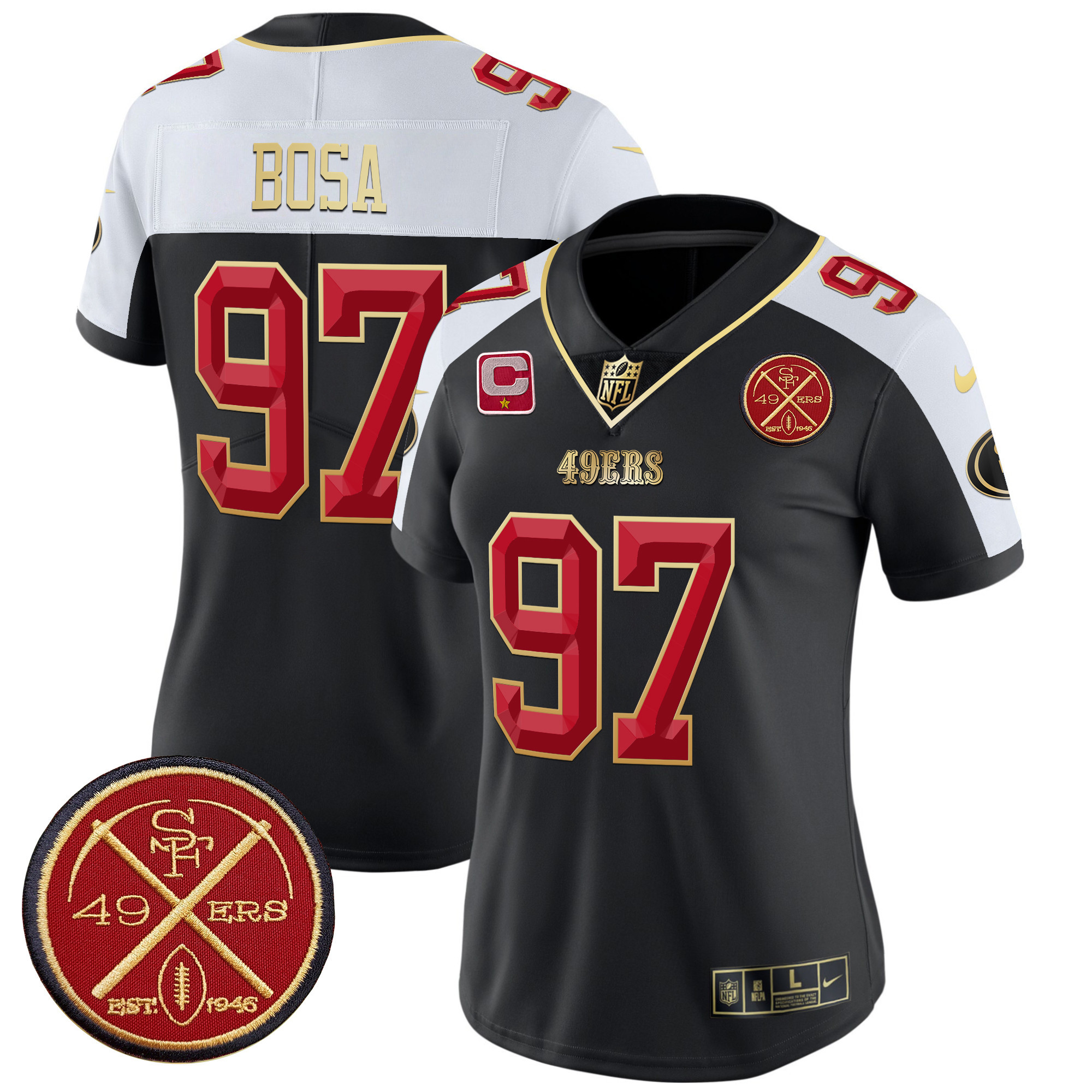 Nick Bosa Women's San Francisco 49ers Est.1946 Patch Vapor Limited Black Alternate Jersey - All Stitched