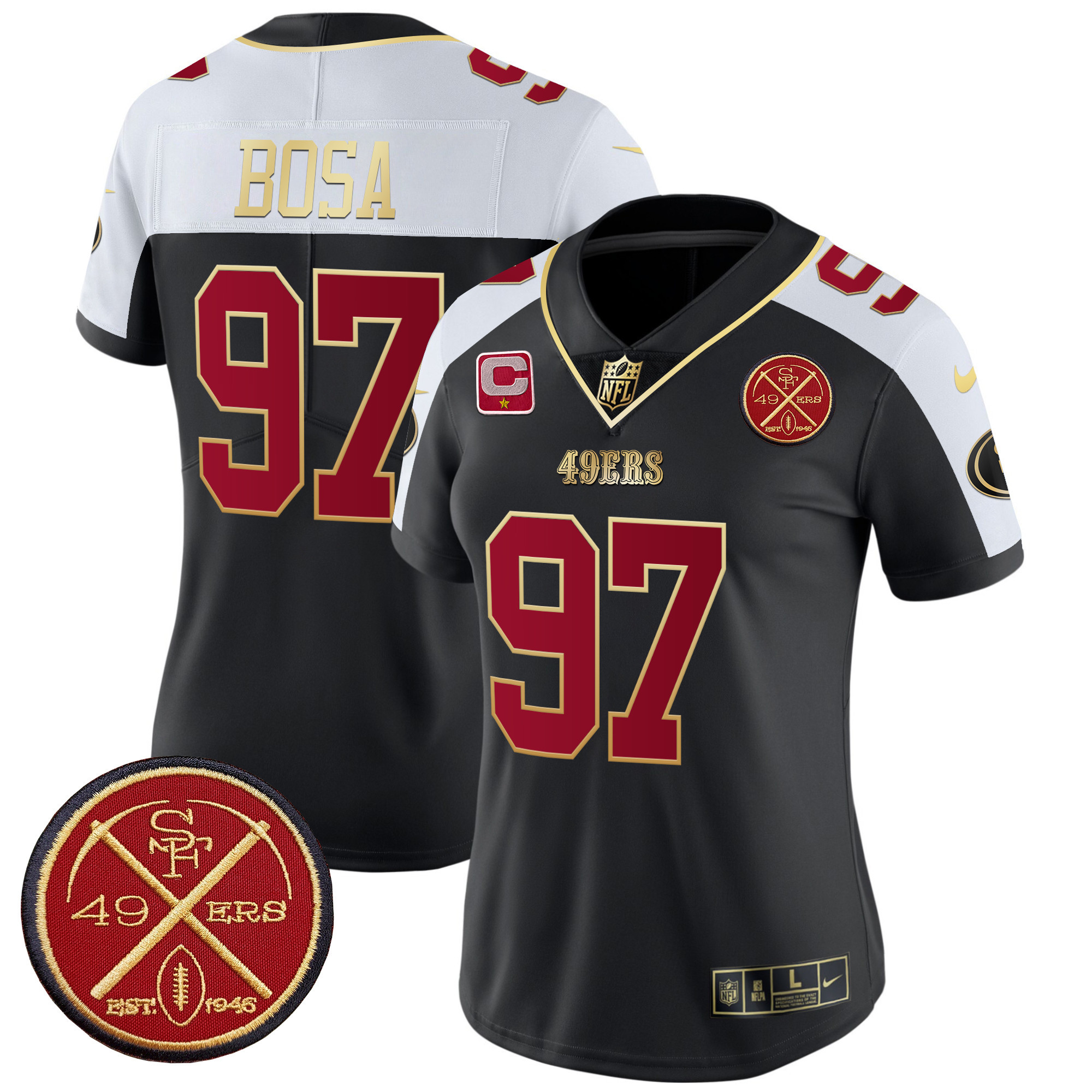 Nick Bosa Women's San Francisco 49ers Est.1946 Patch Vapor Limited Black Alternate Jersey - All Stitched