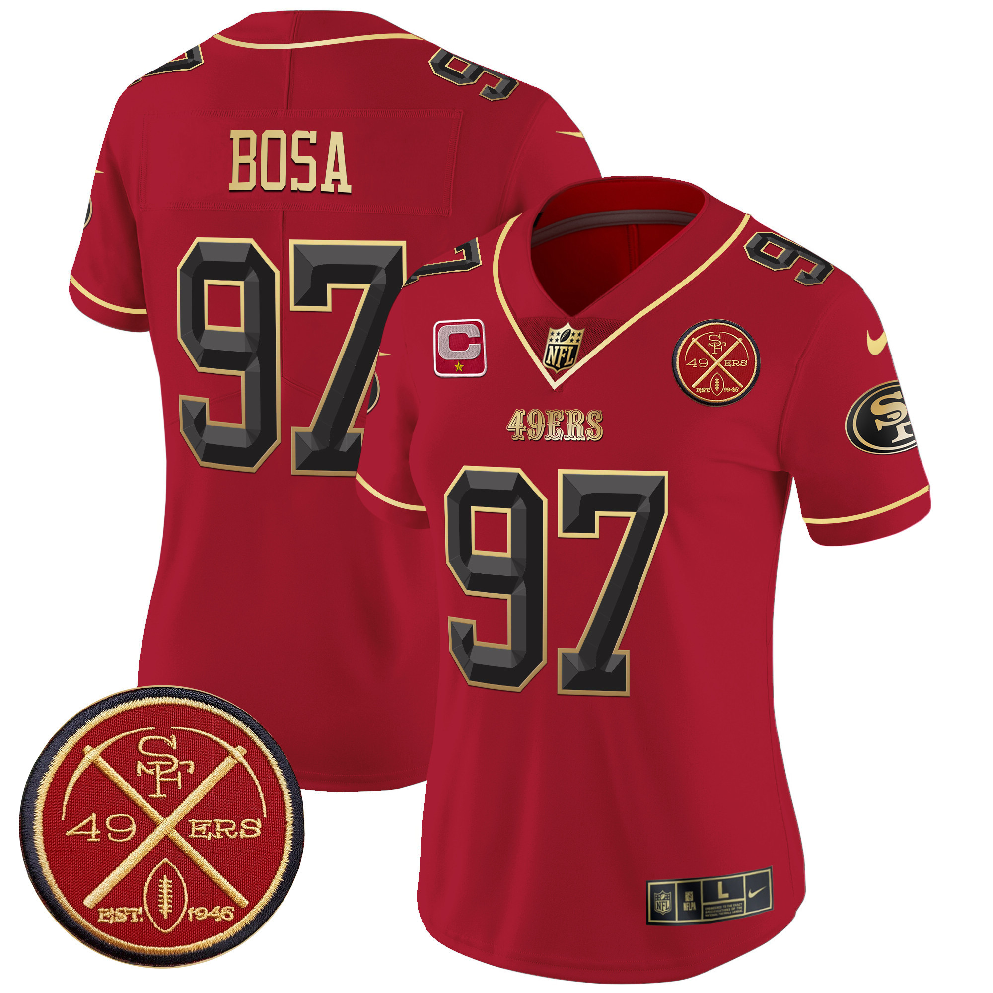 Nick Bosa Women's San Francisco 49ers Est.1946 Patch Vapor Limited Scarlet Limited Jersey - All Stitched