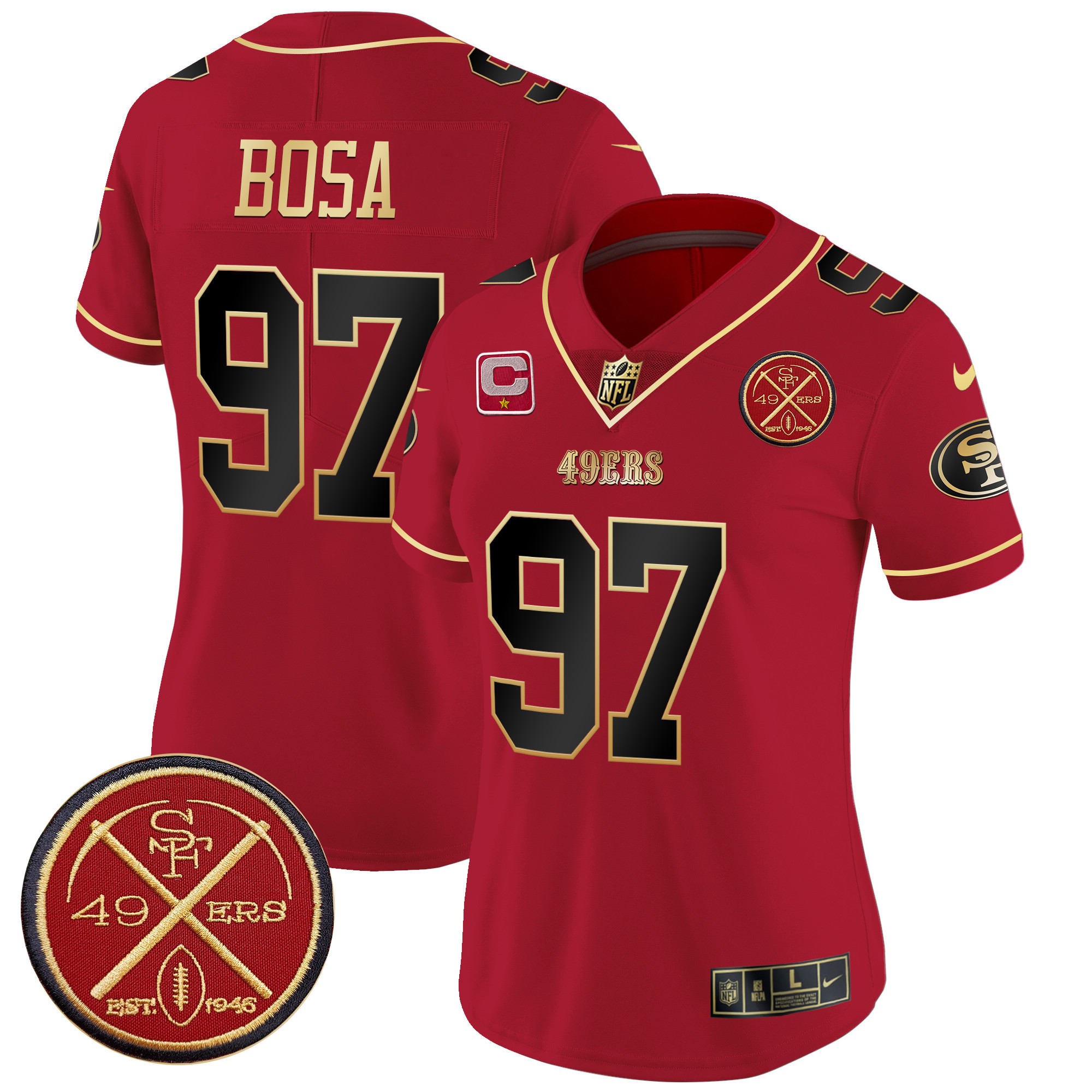 Nick Bosa Women's San Francisco 49ers Est.1946 Patch Vapor Limited Scarlet Limited Jersey - All Stitched