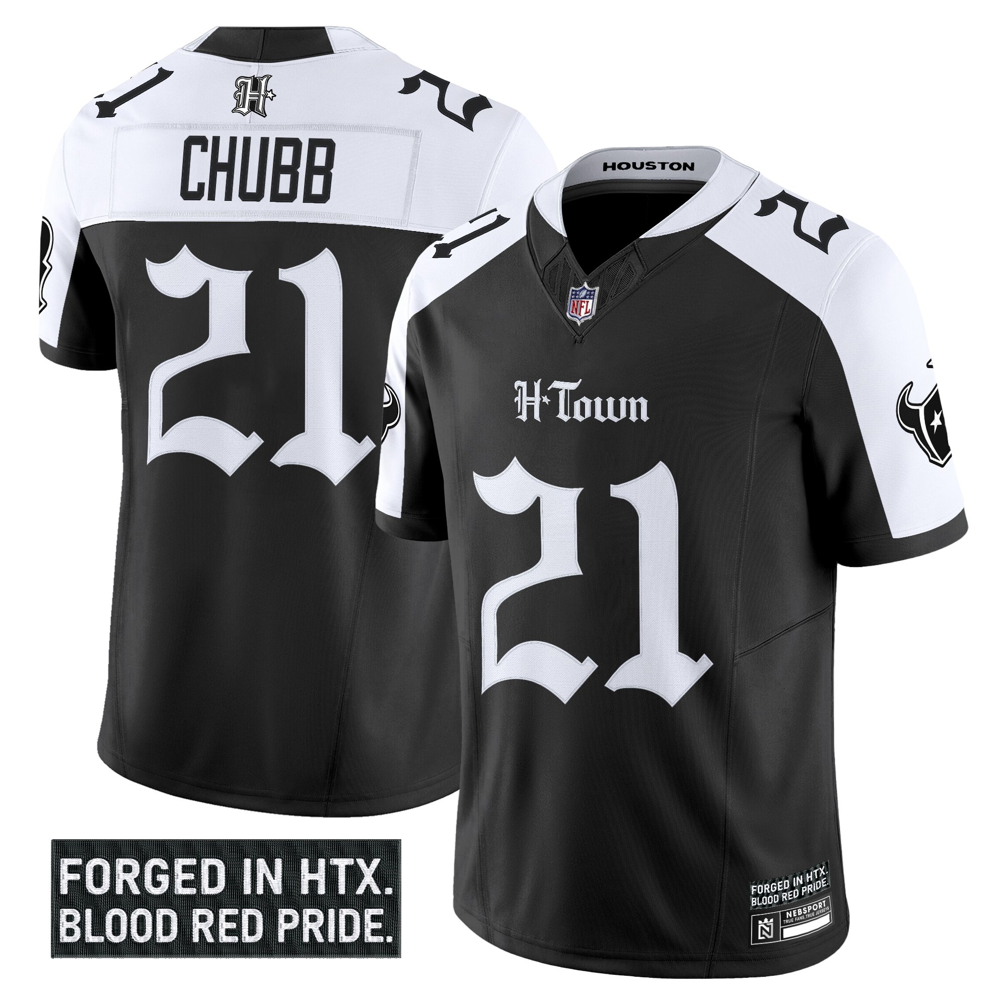 Nick Chubb Men's Houston Texans 'Gothic Lone Star Shadows Edition' Vapor Limited Alternate Jersey - All Stitched