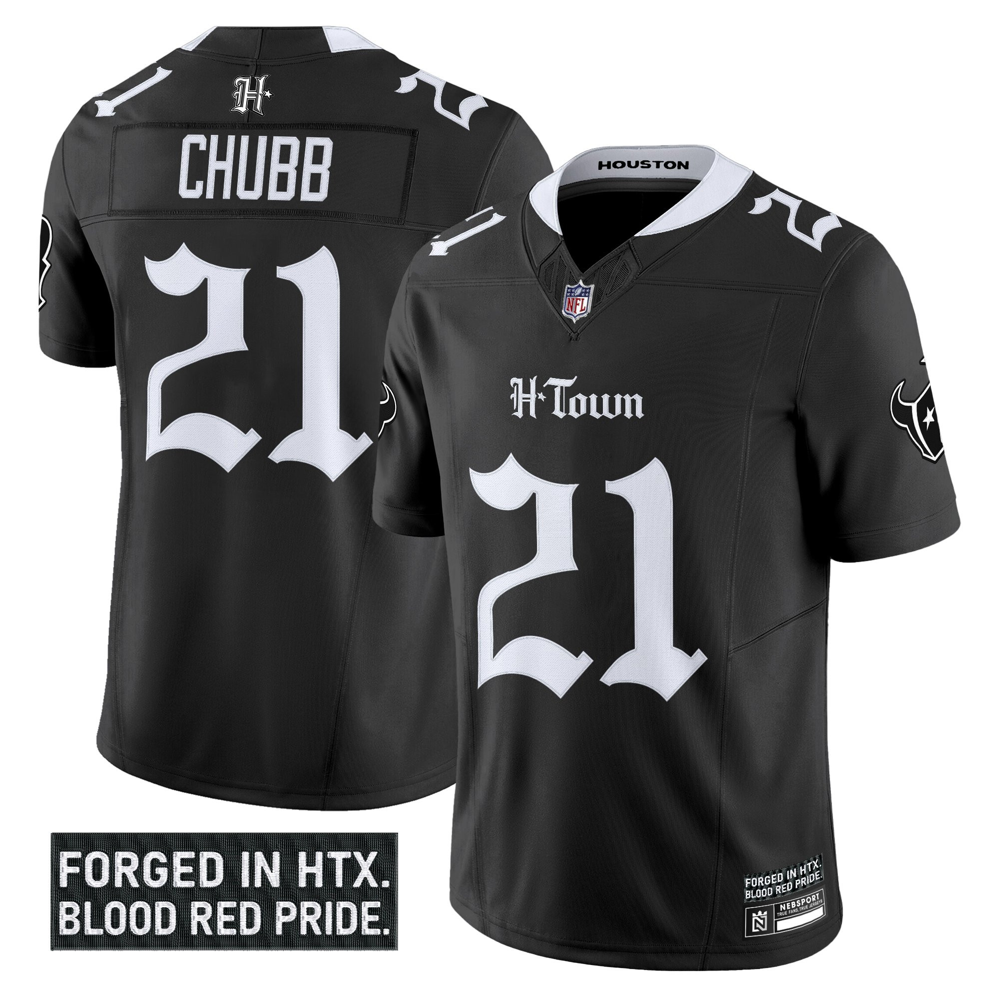 Nick Chubb Men's Houston Texans 'Gothic Lone Star Shadows Edition' Vapor Limited Black Jersey - All Stitched