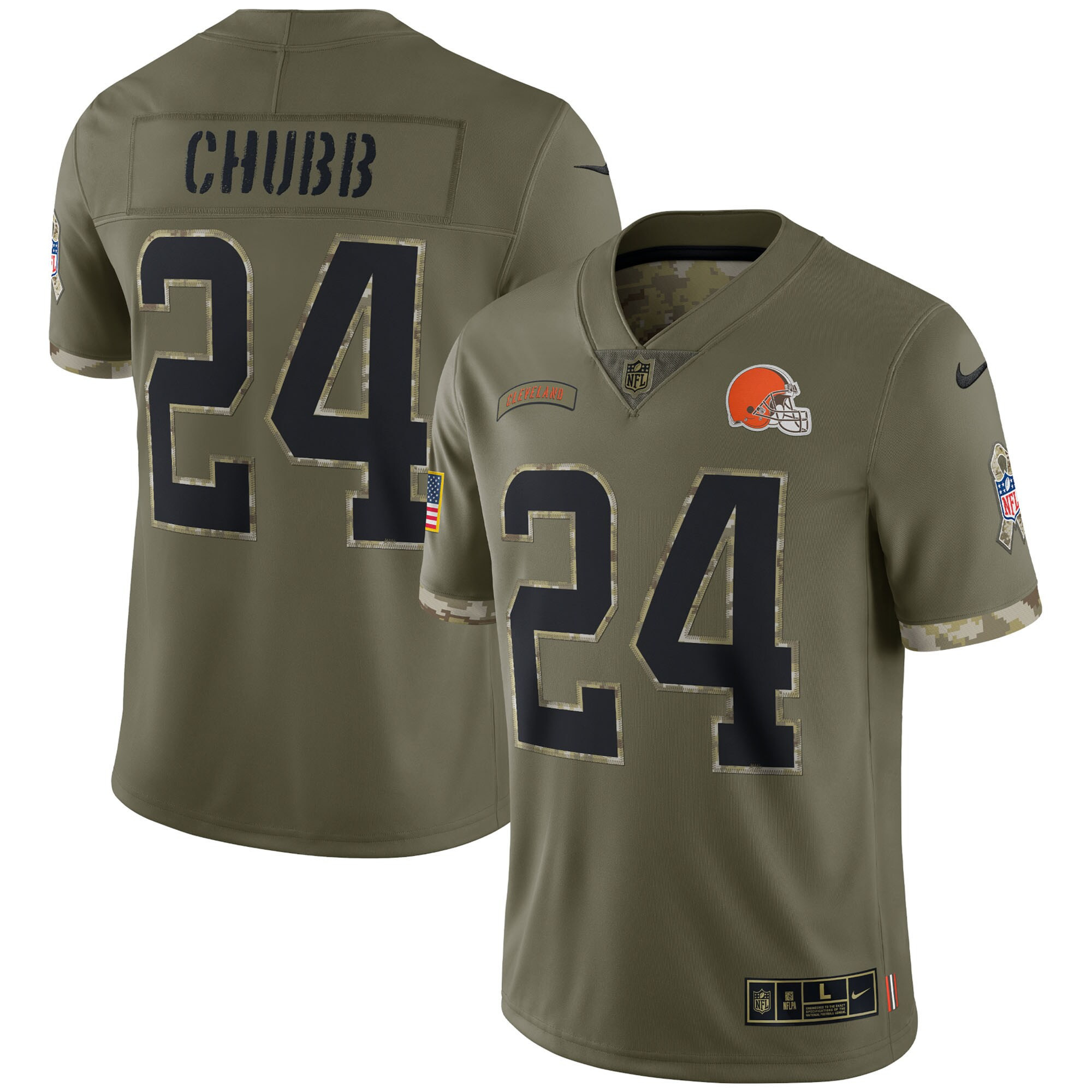 Nick Chubb Youth's Cleveland Browns 2022 Salute To Service Limited Salute To Service Jersey - All Stitched