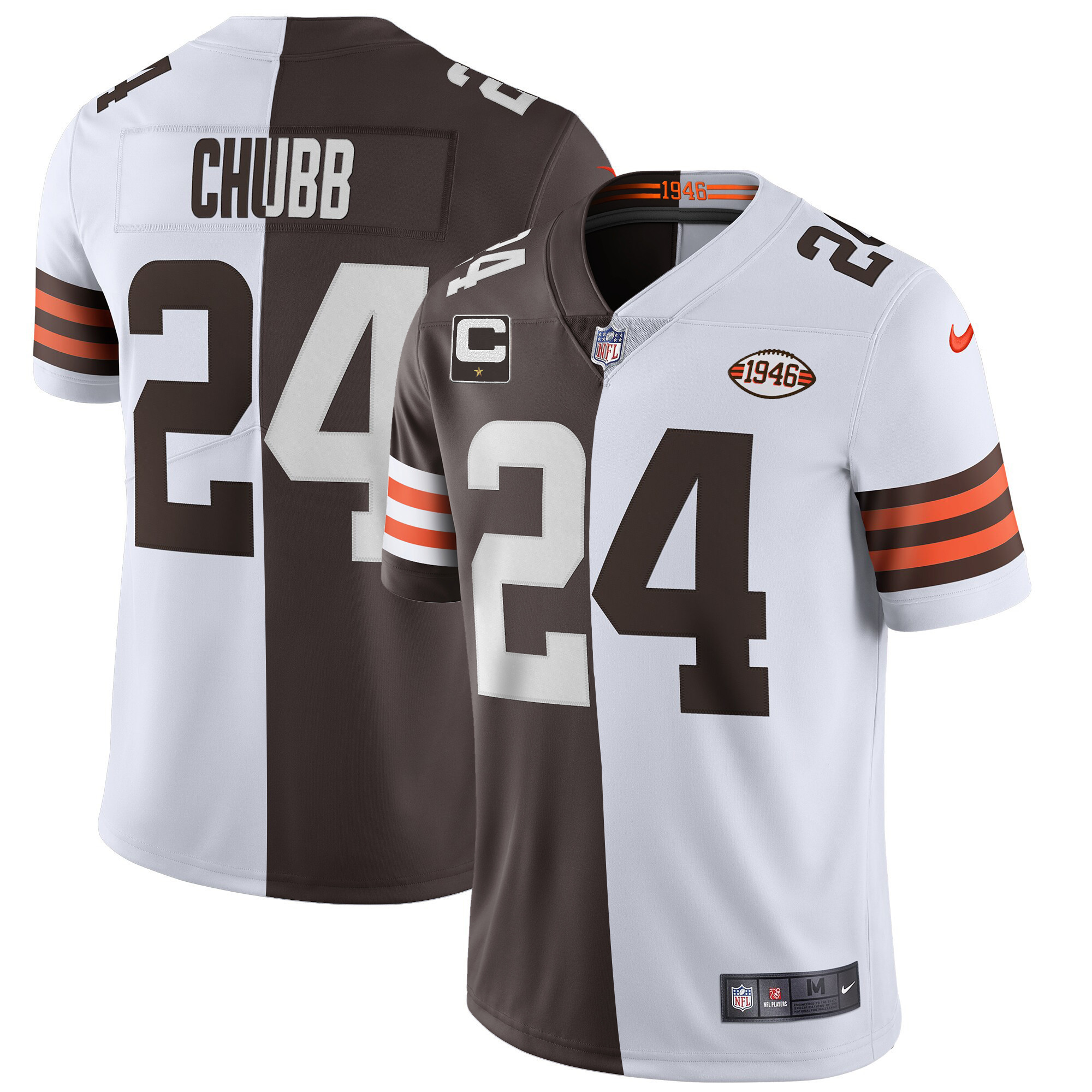 Nick Chubb Youth's Cleveland Browns Gold & Split Vapor Limited - All Stitched Split Jersey - All Stitched