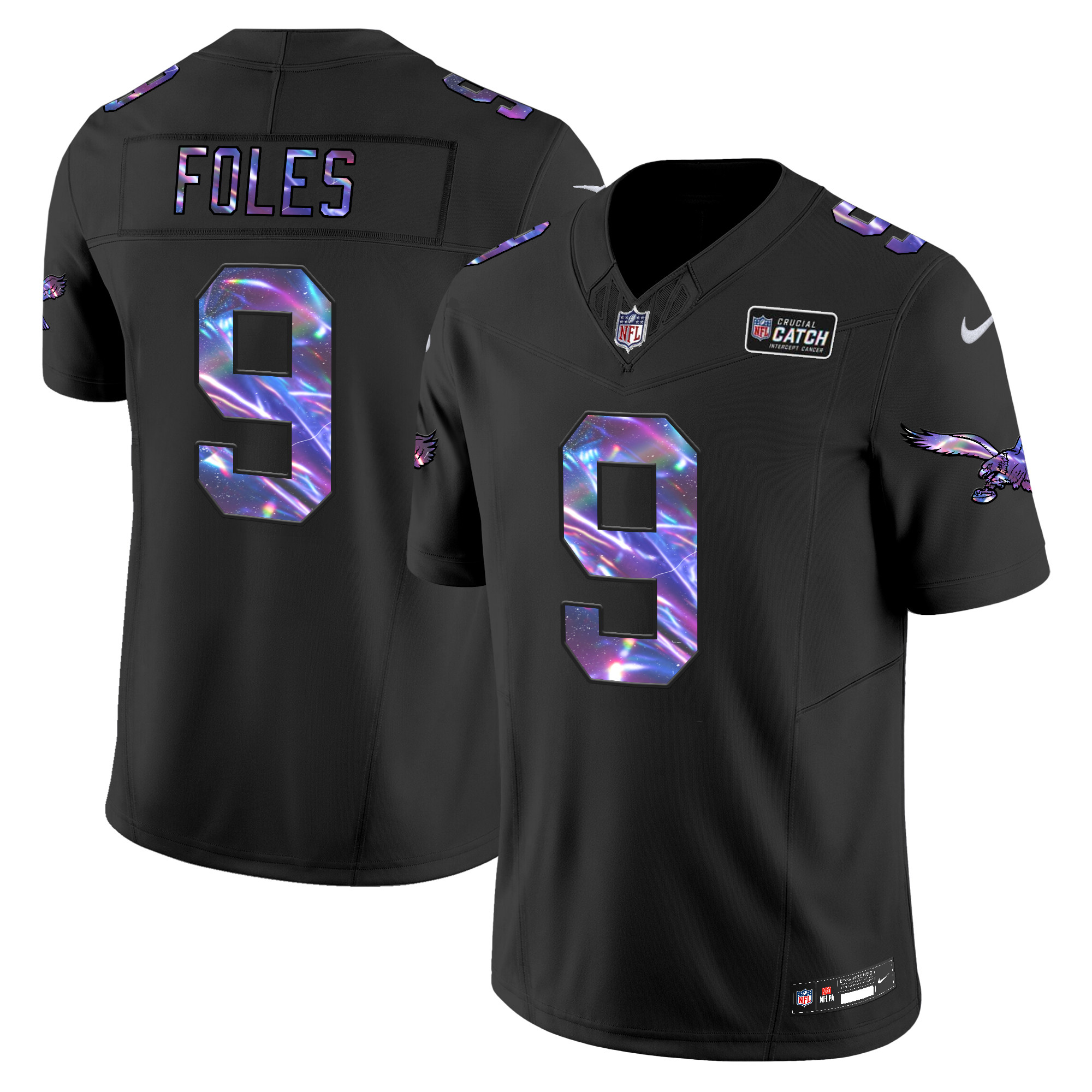 Nick Foles Men's Philadelphia Eagles 2024 Crucial Catch Vapor Limited Black Jersey - All Stitched
