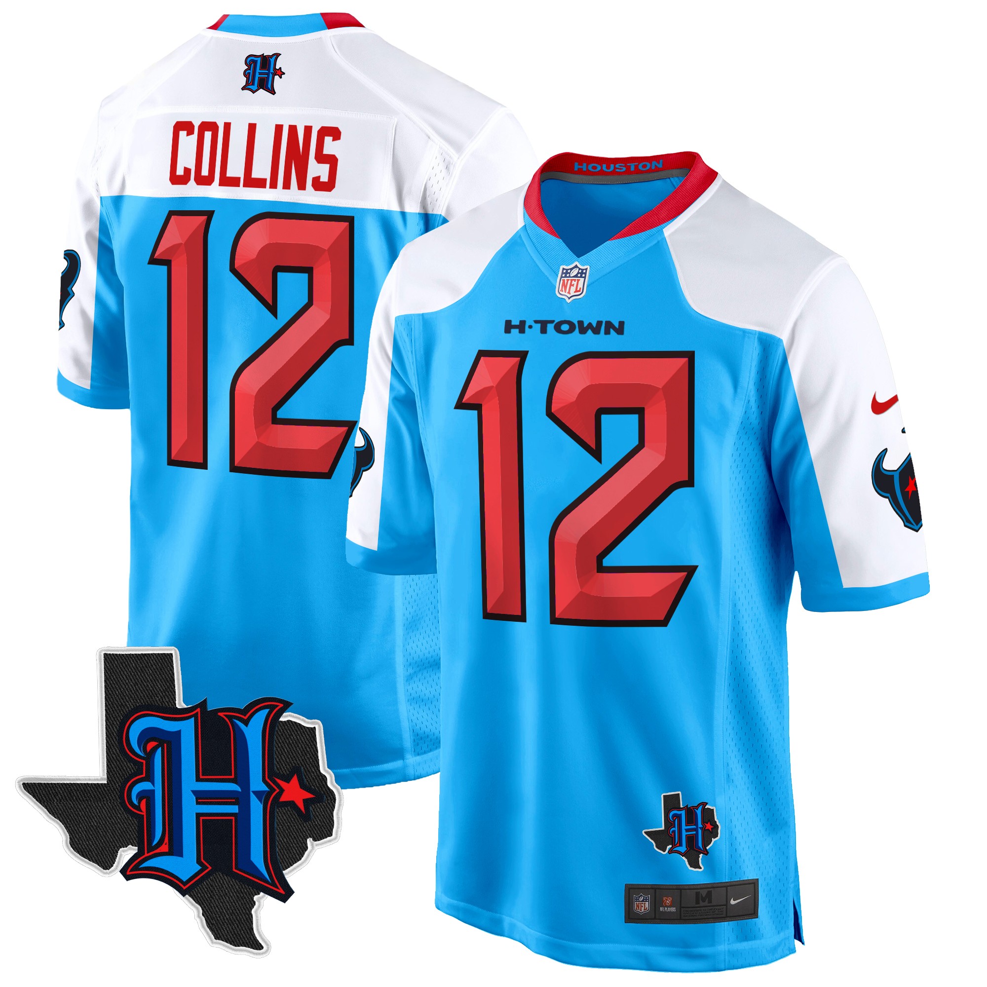 Nico Collins Men's Houston Texans 2024 Texas Patch Game Blue Alternate Jersey - All Stitched