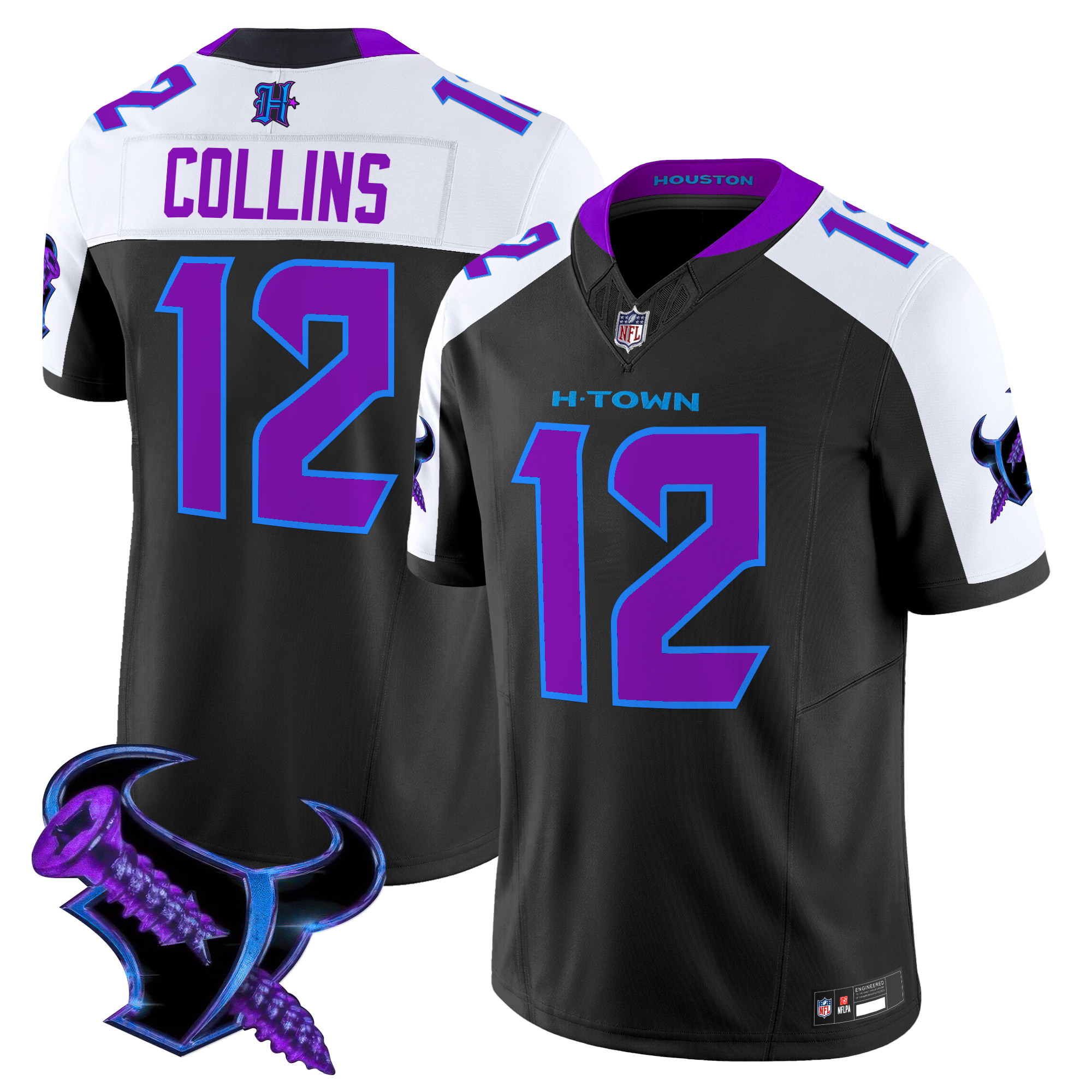 Nico Collins Men's Houston Texans 2025 DJ Screw Vapor Limited Black Alternate Jersey - All Stitched