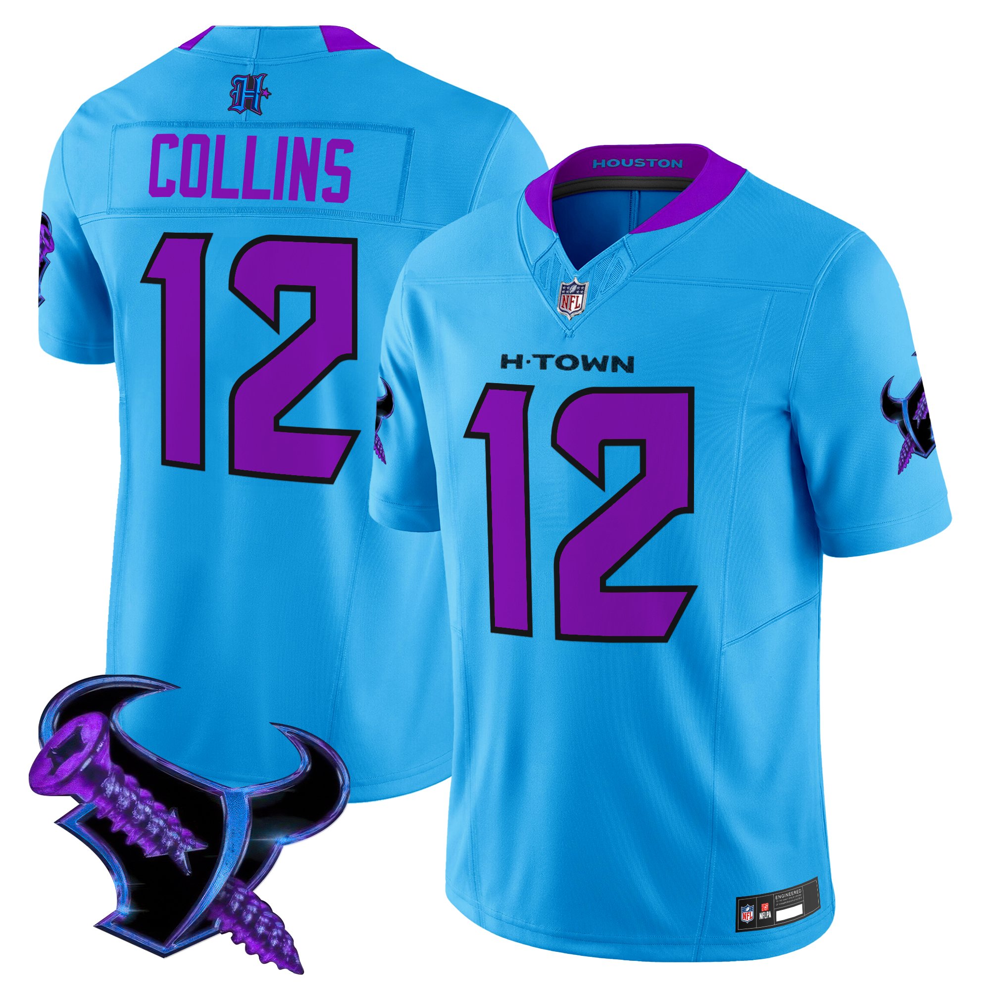 Nico Collins Men's Houston Texans 2025 DJ Screw Vapor Limited Blue Jersey - All Stitched
