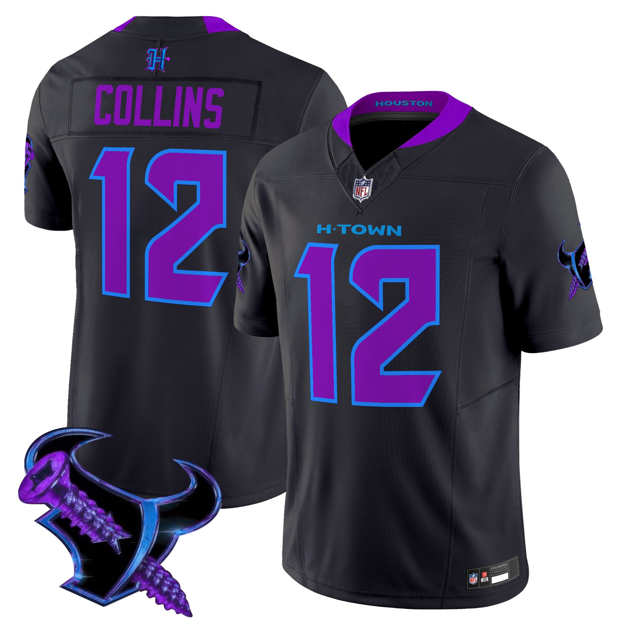 Nico Collins Men's Houston Texans 2025 DJ Screw Vapor Limited Navy Jersey - All Stitched