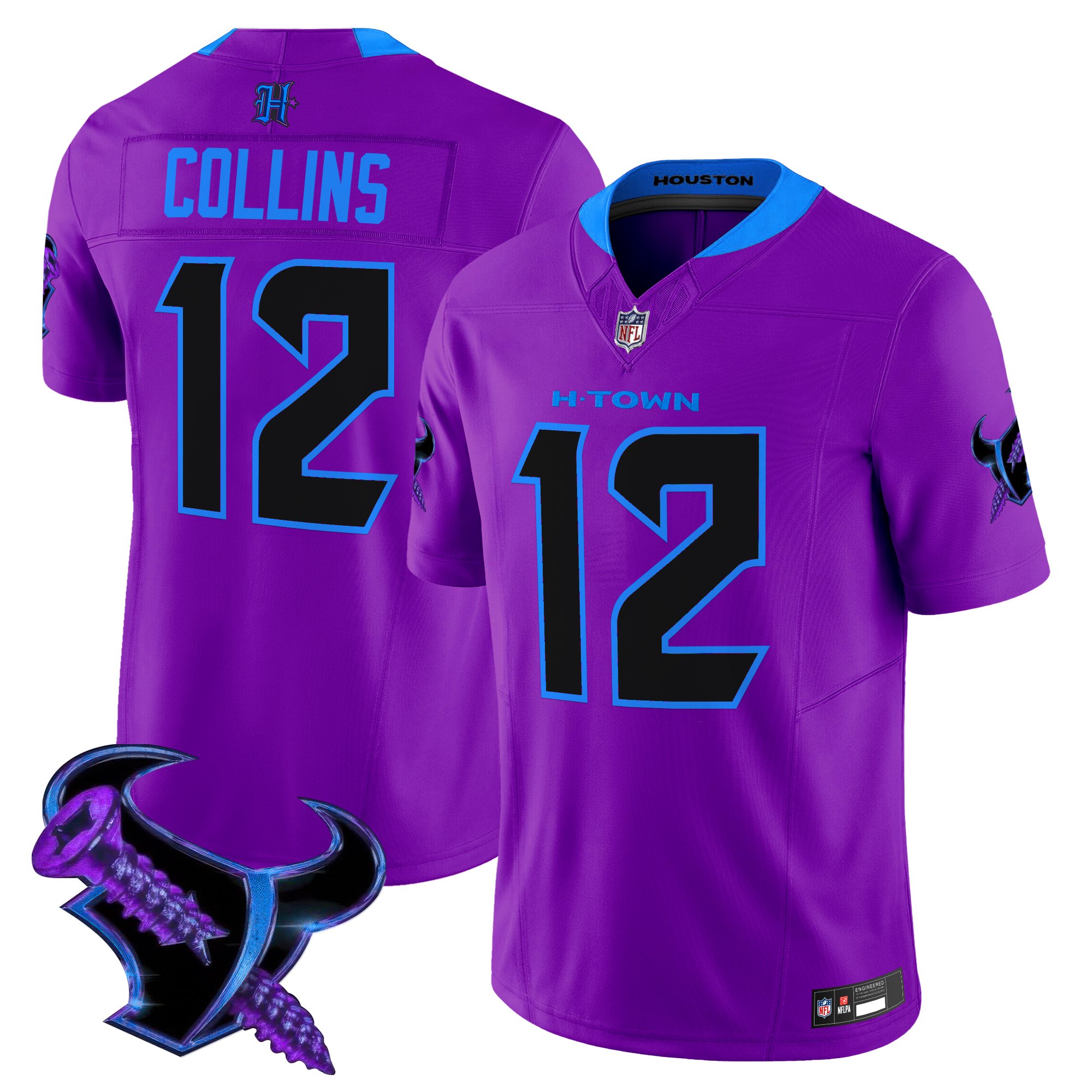 Nico Collins Men's Houston Texans 2025 DJ Screw Vapor Limited Purple Jersey - All Stitched
