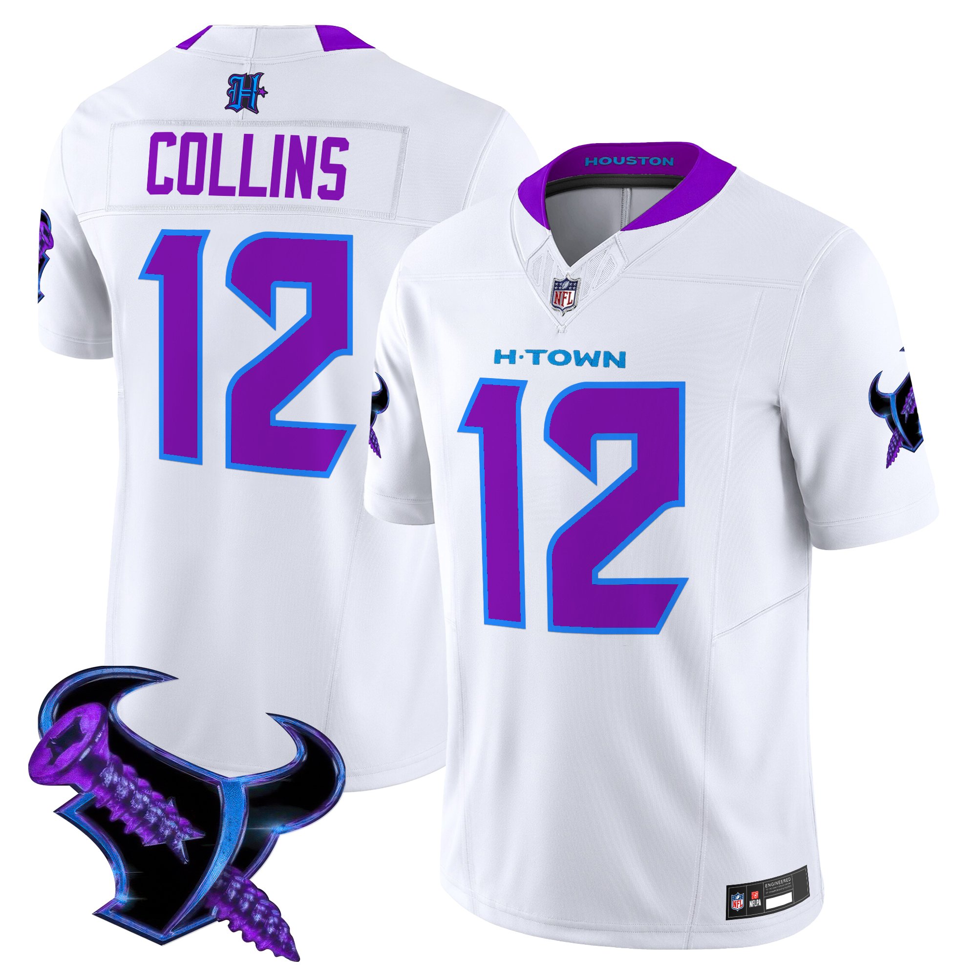 Nico Collins Men's Houston Texans 2025 DJ Screw Vapor Limited White Jersey - All Stitched