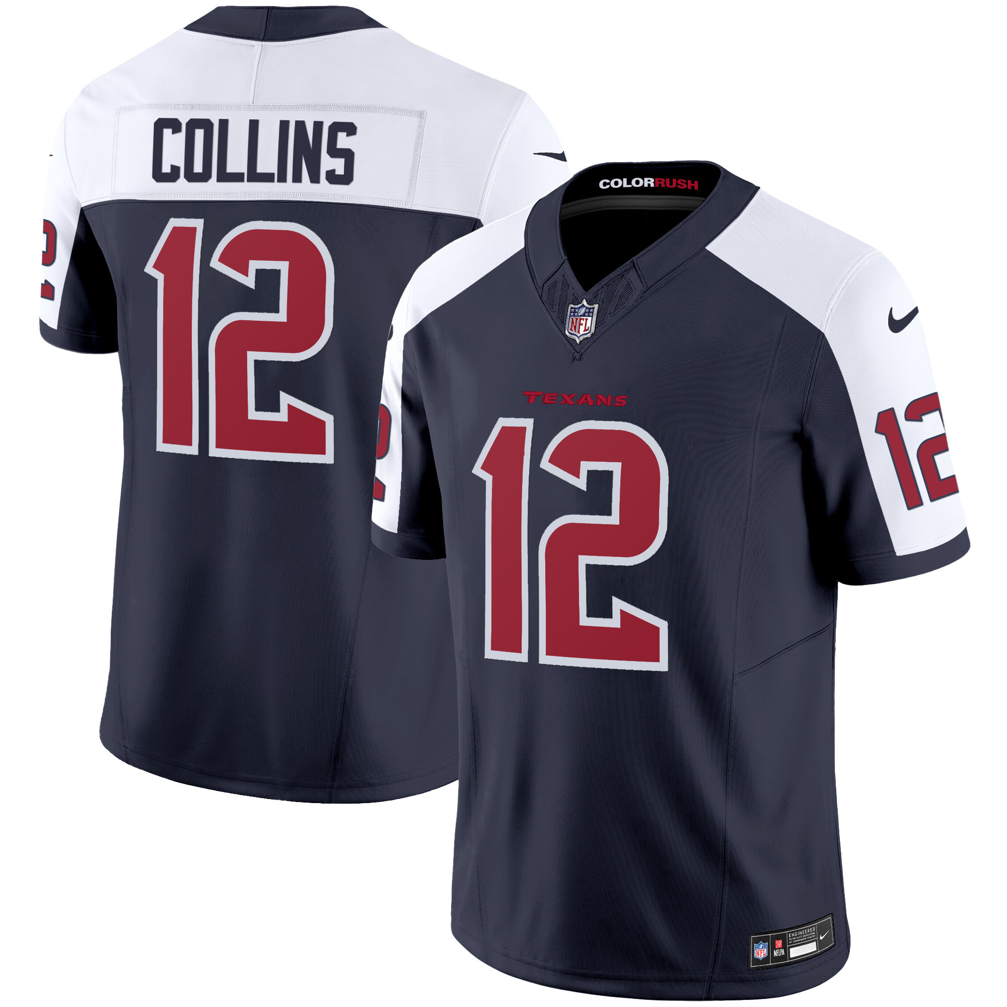 Nico Collins Men's Houston Texans Color Rush Legend Vapor Navy Alternate Jersey - All Stitched