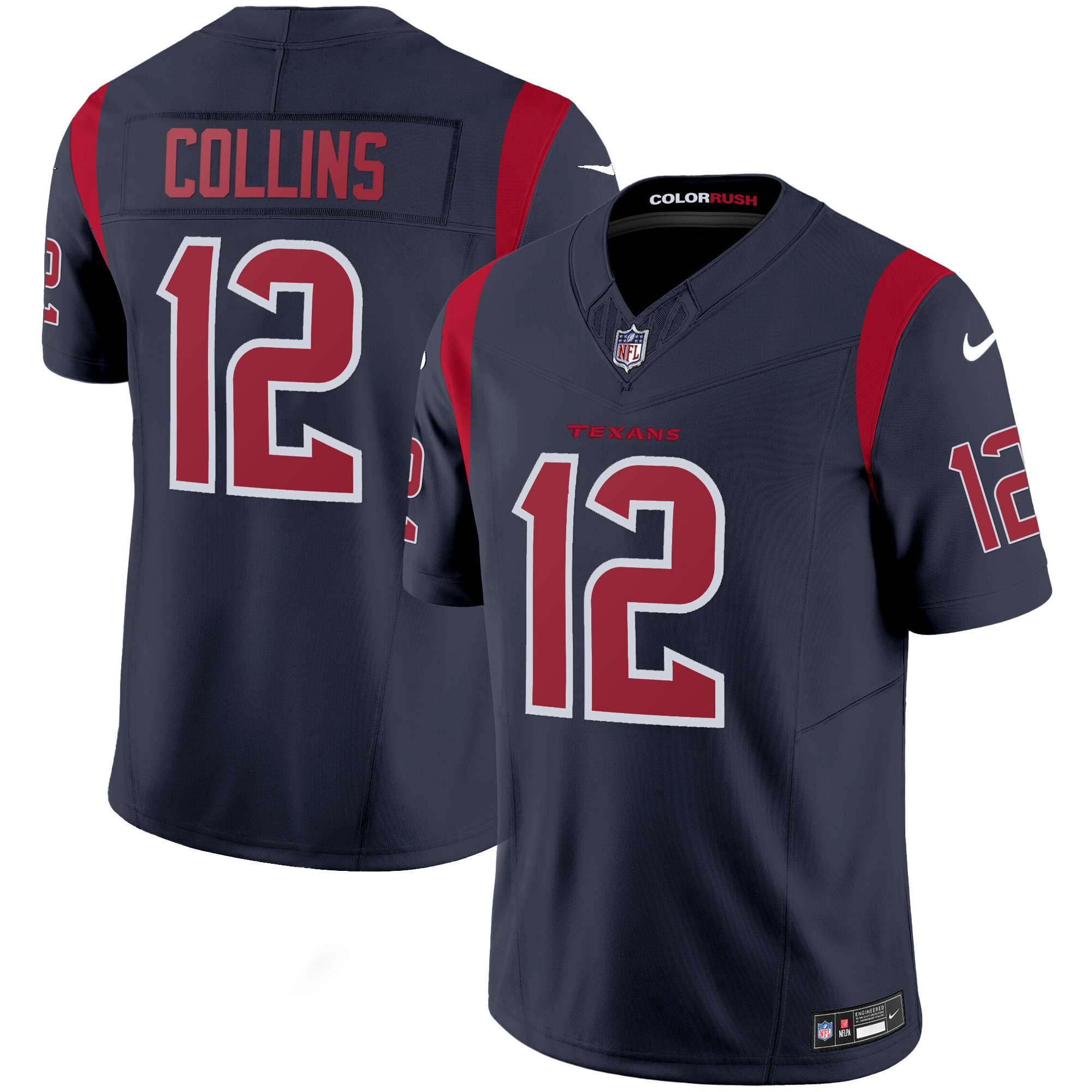 Nico Collins Men's Houston Texans Color Rush Legend Vapor Navy Jersey - All Stitched