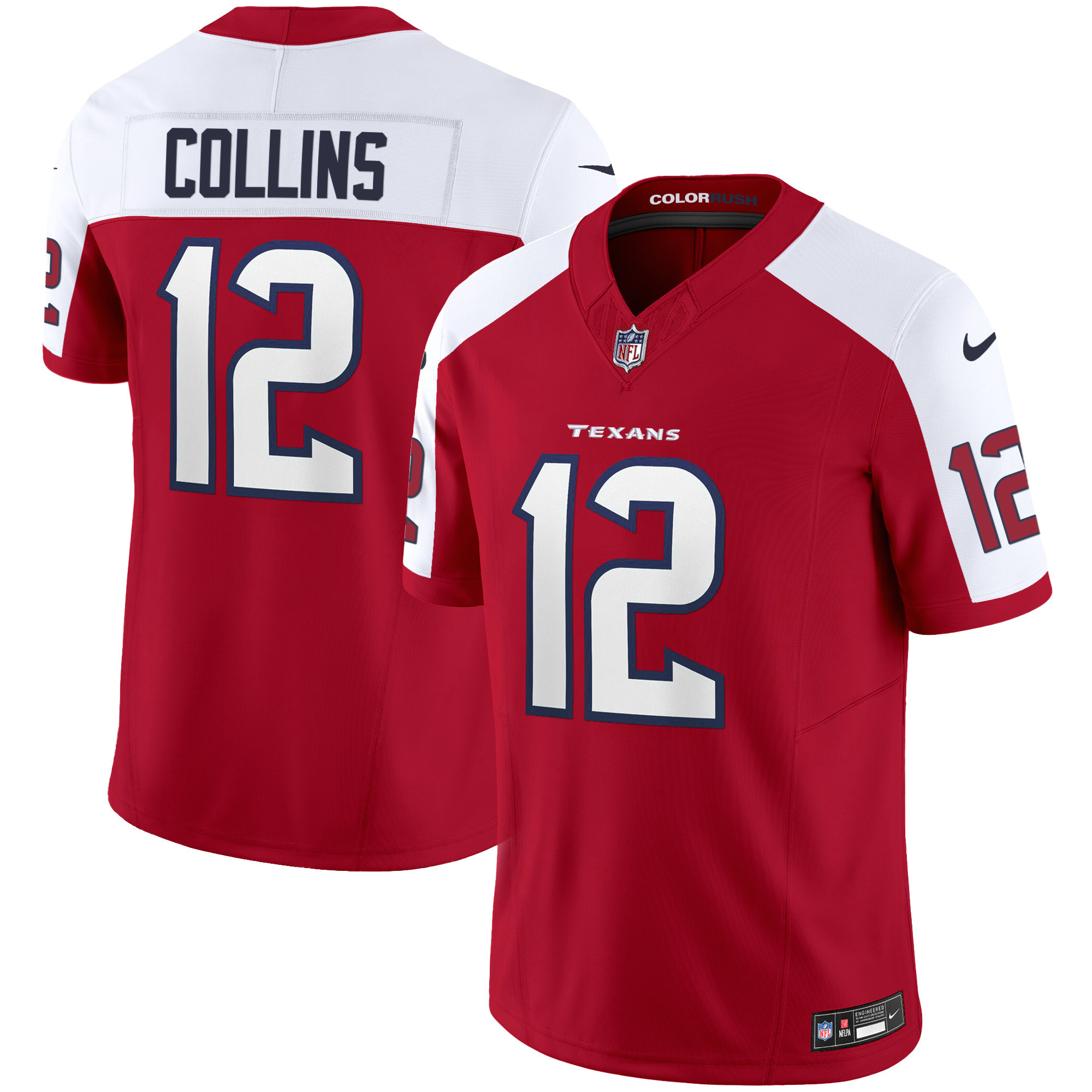 Nico Collins Men's Houston Texans Color Rush Legend Vapor Red Alternate Jersey - All Stitched