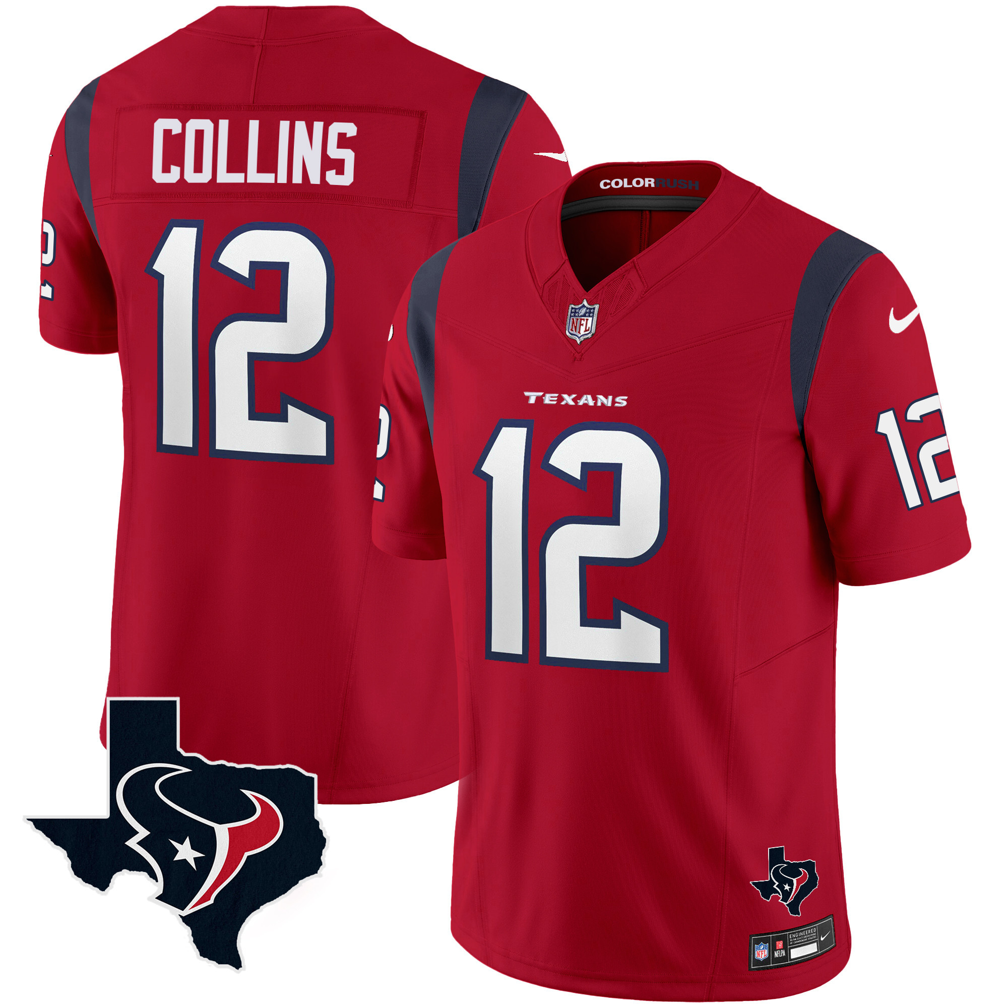 Nico Collins Men's Houston Texans Color Rush Legend Vapor Red Jersey - All Stitched