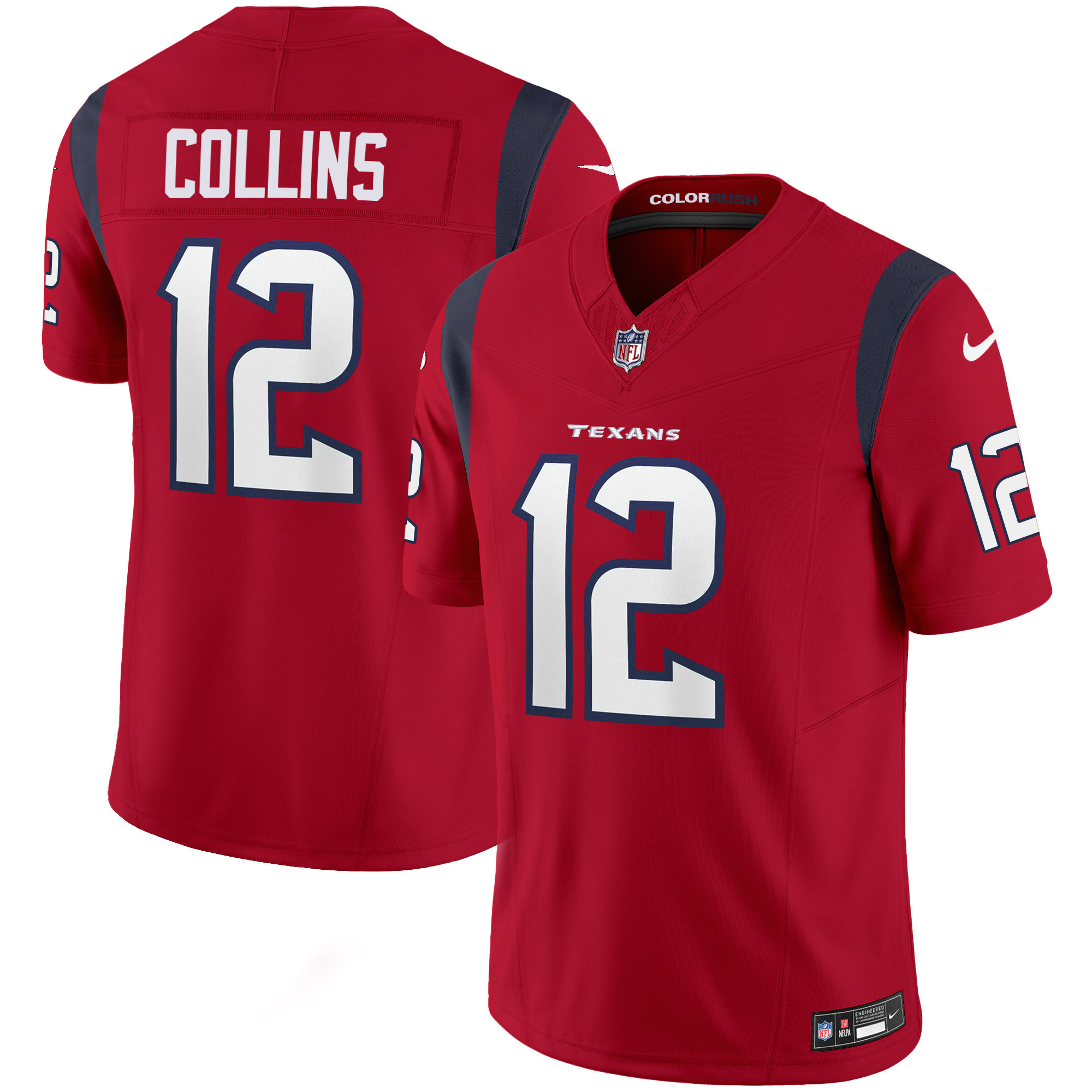 Nico Collins Men's Houston Texans Color Rush Legend Vapor Red Jersey - All Stitched