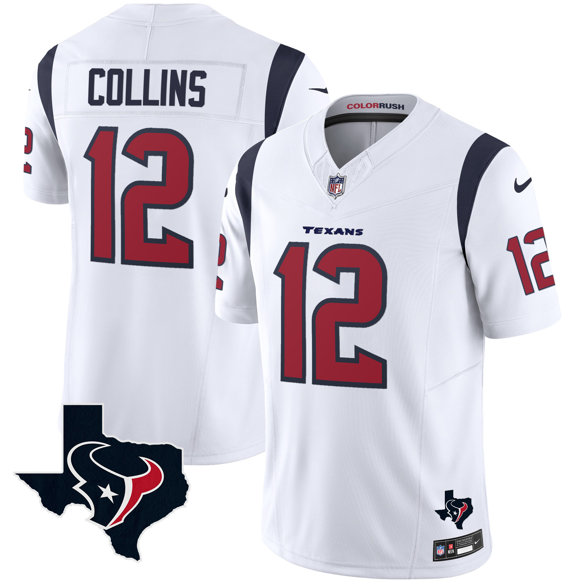 Nico Collins Men's Houston Texans Color Rush Legend Vapor White Jersey - All Stitched
