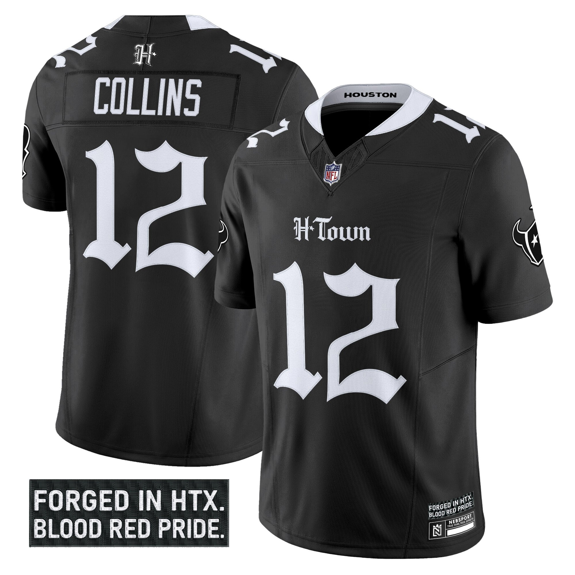 Nico Collins Men's Houston Texans 'Gothic Lone Star Shadows Edition' Vapor Limited Black Jersey - All Stitched