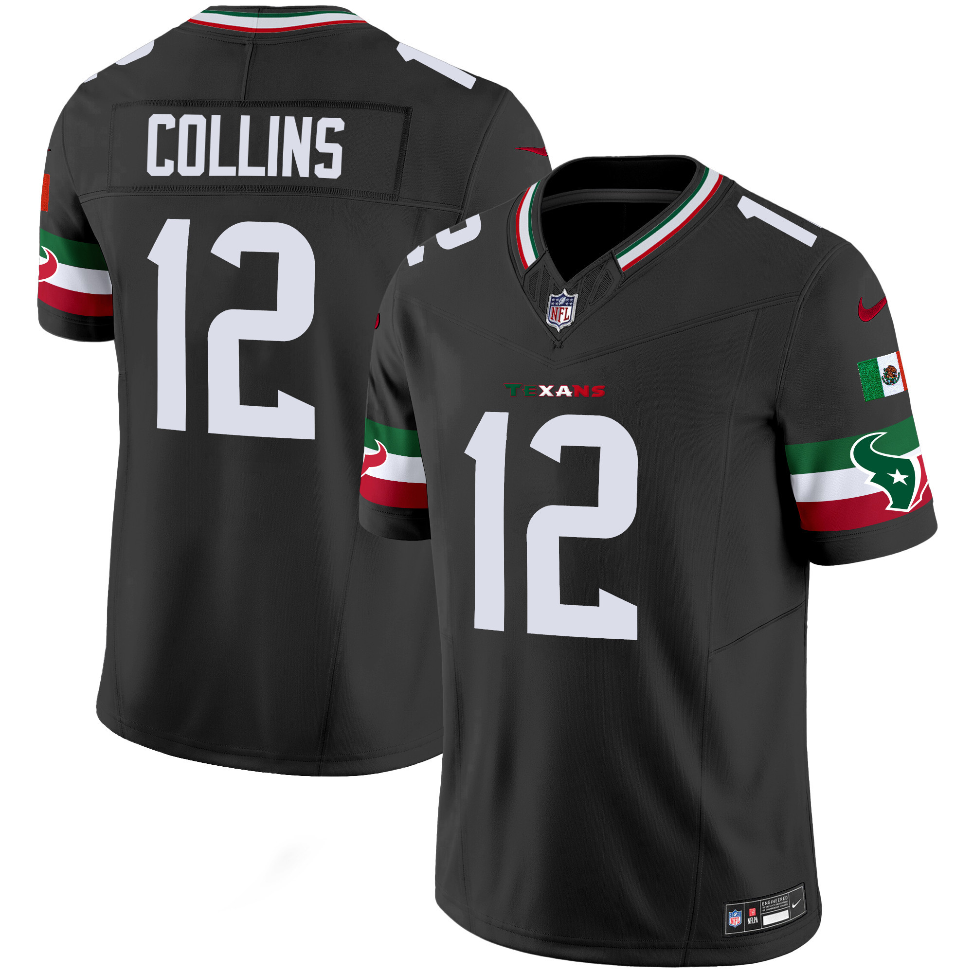 Nico Collins Men's Houston Texans Mexico Vapor Limited Black Jersey - All Stitched