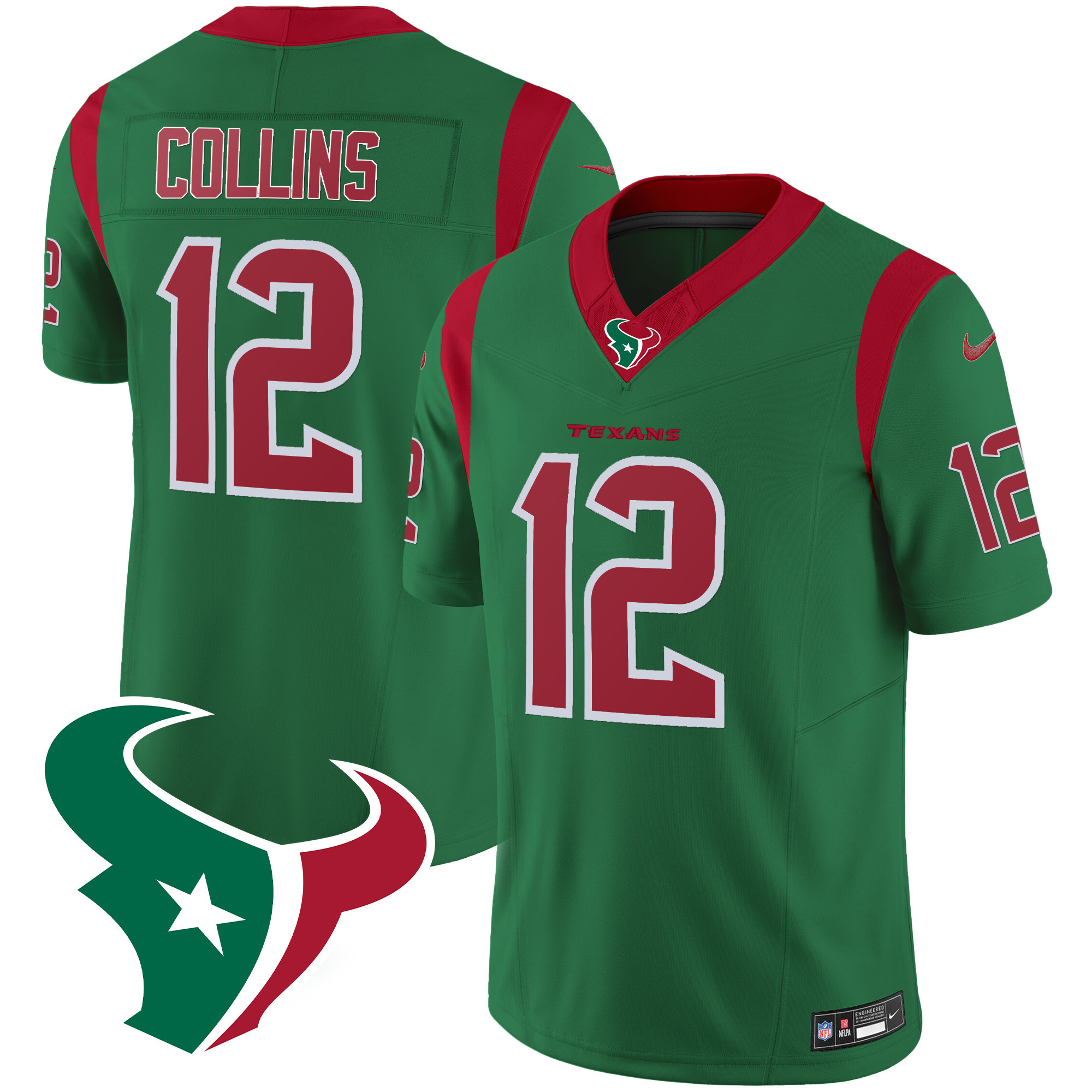 Nico Collins Men's Houston Texans Mexico Vapor Limited Green Jersey - All Stitched