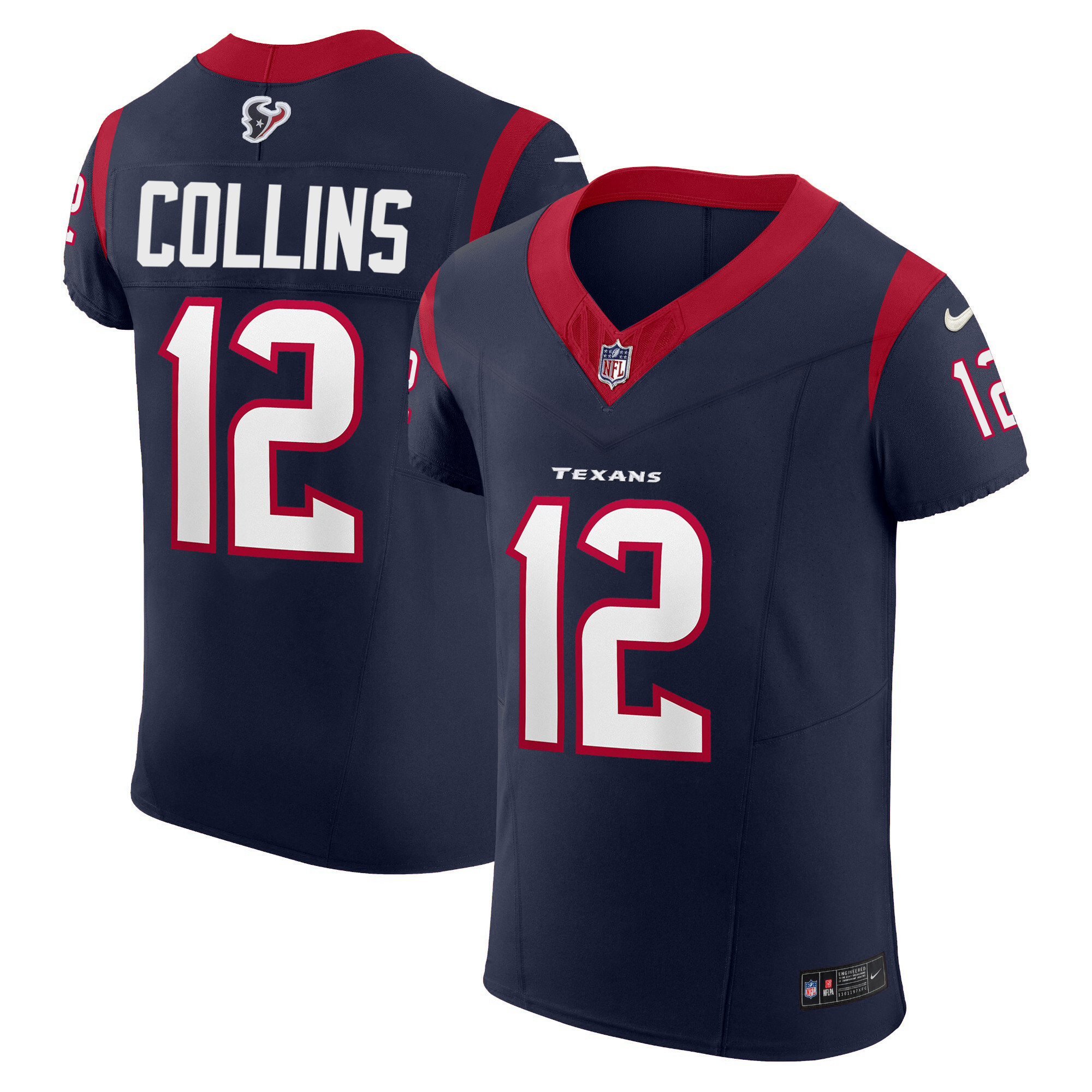 Nico Collins Men's Houston Texans Vapor Elite Navy Jersey - All Stitched