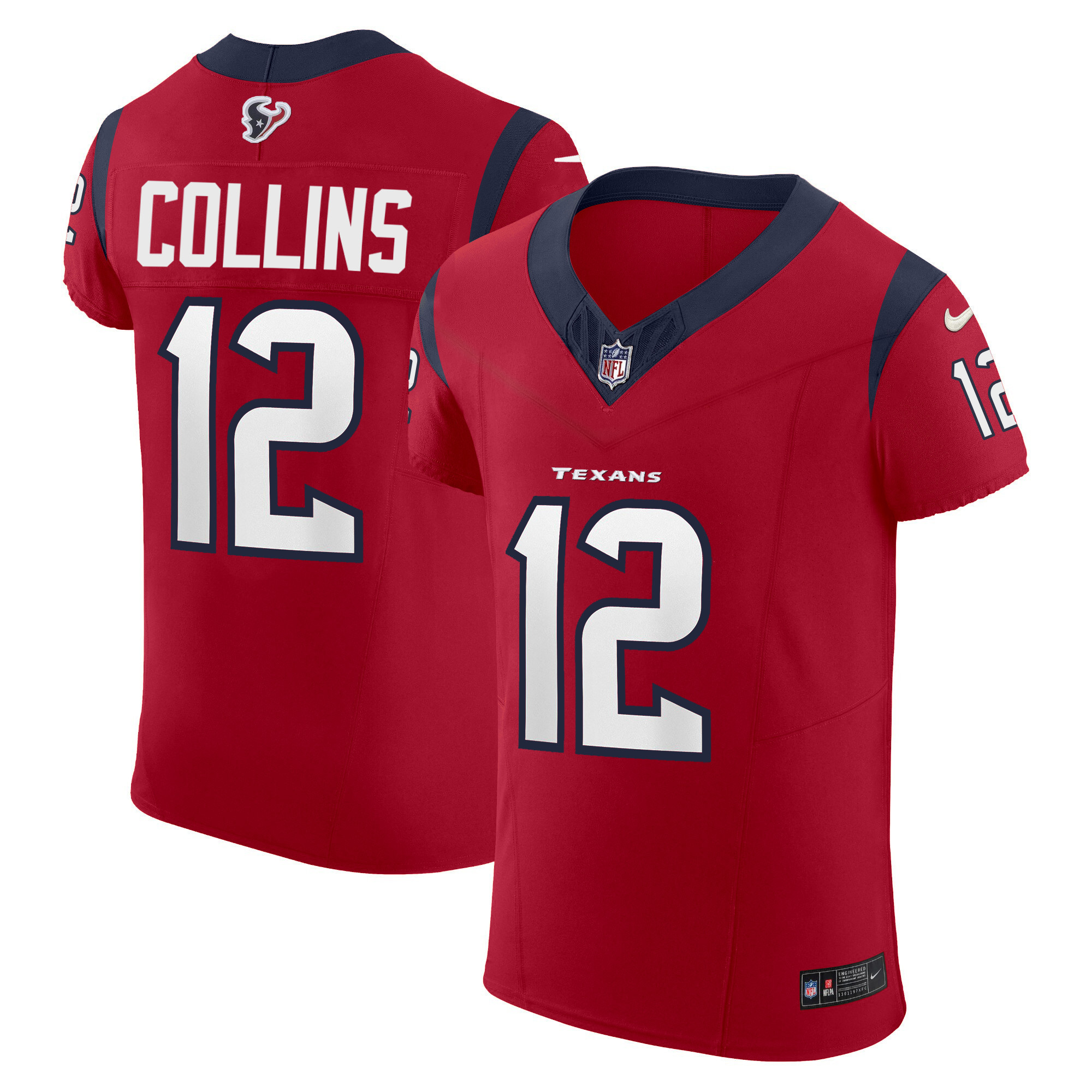 Nico Collins Men's Houston Texans Vapor Elite Red Jersey - All Stitched