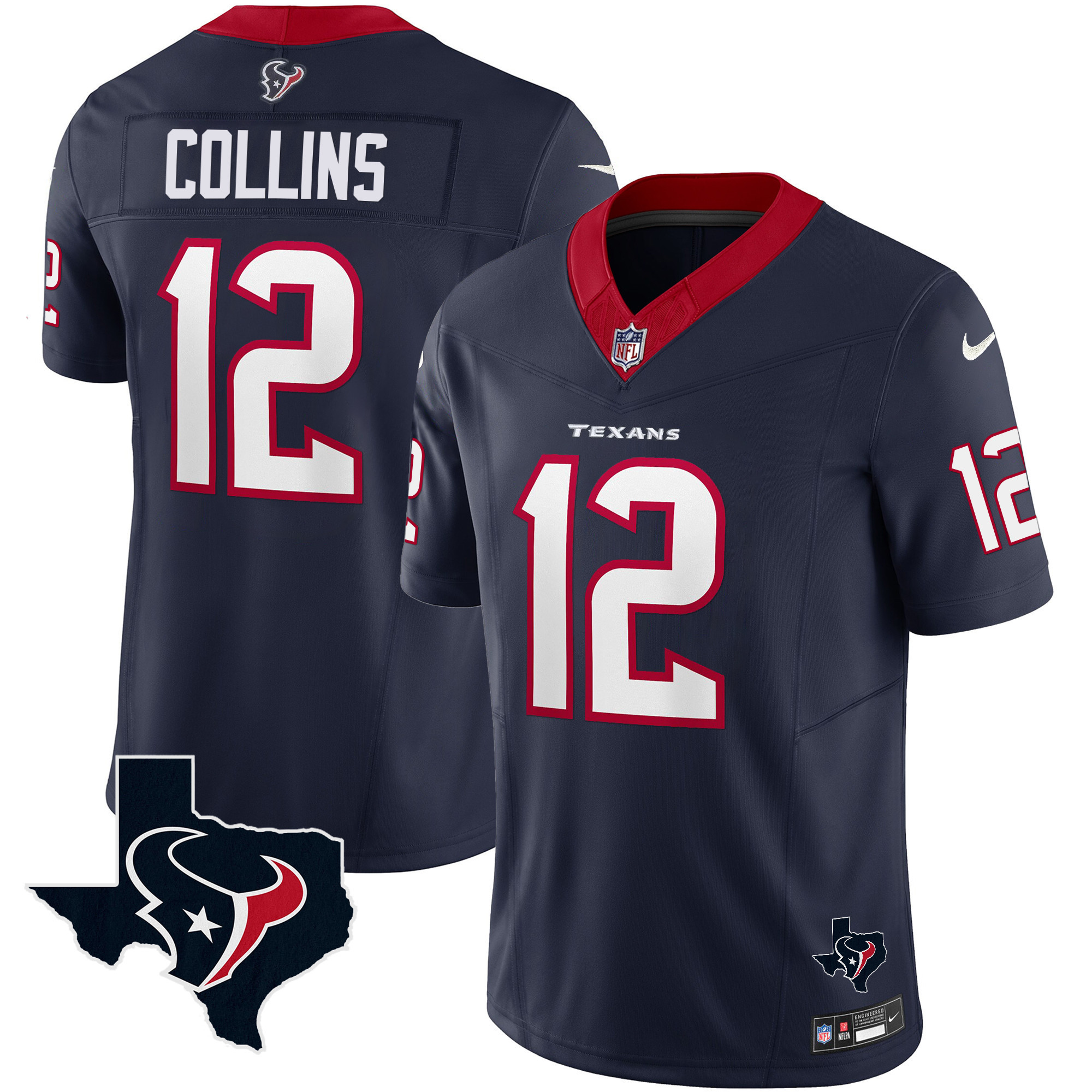 Nico Collins Men's Houston Texans Vapor Limited Navy Jersey - All Stitched